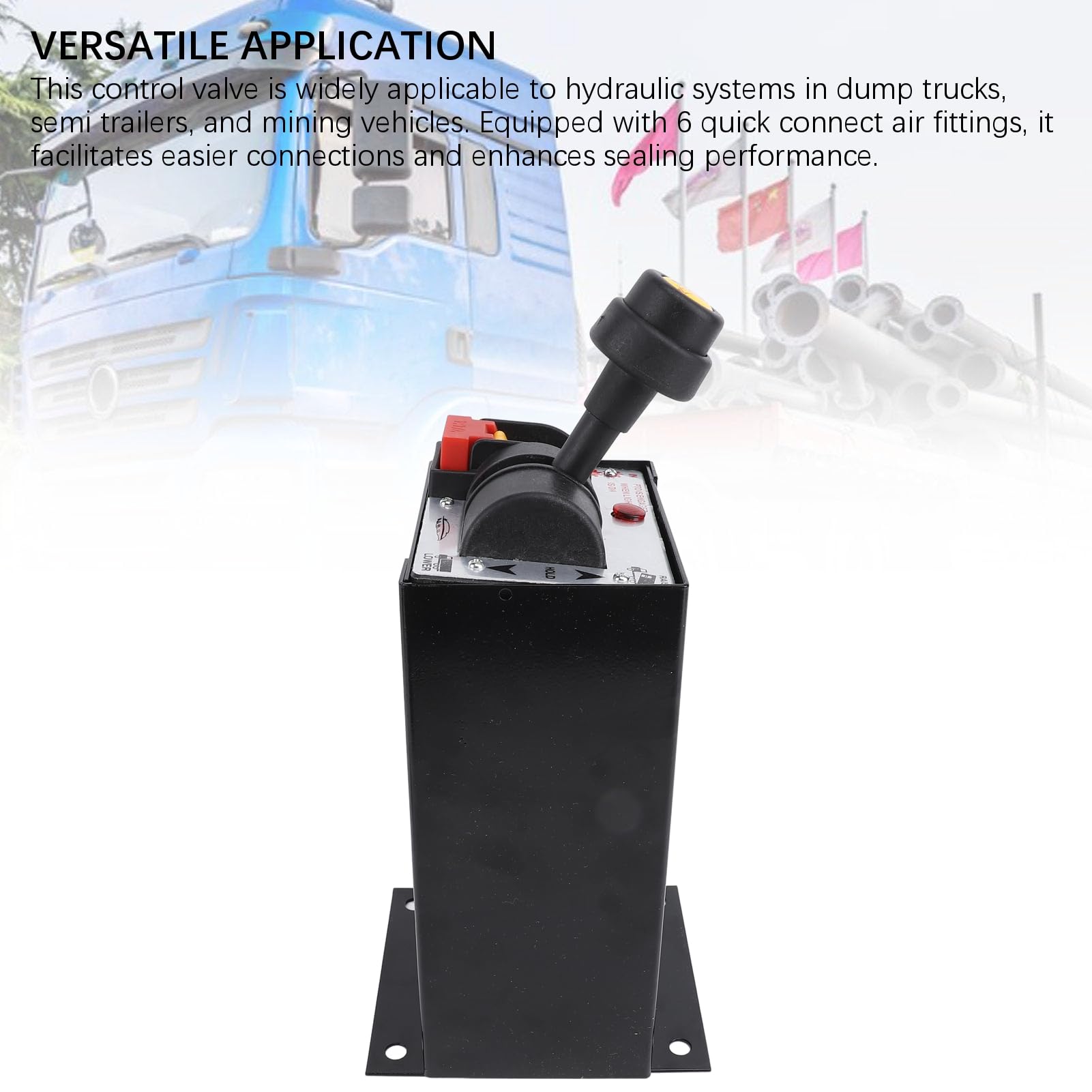Heavy Duty Dump Truck PTO Control Valve - 6 Ports 4 Position Proportional Hydraulic Valve with PTO Switch for Smooth Tipper Operation - Perfect for Dump Trucks, Trailers & Construction Equipment