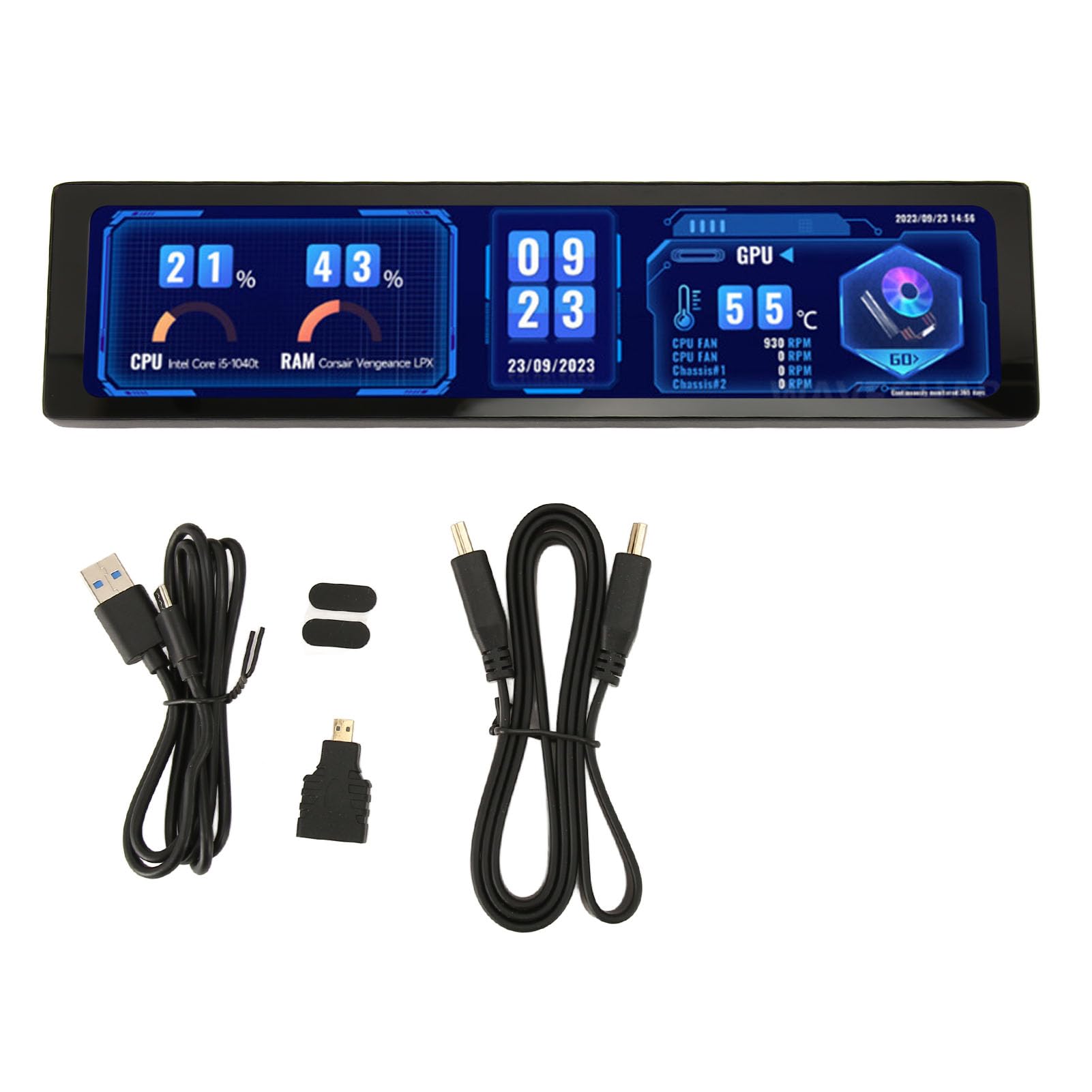 11.9 Inch Portable Monitor with Built-in Speaker, Full HD 60Hz HDMI Computer Secondary Display for PC CPU GPU RAM Data Monitoring - Compatible with Raspberry Pi, Ubuntu, Kali & Retropie - Perfect for Coding, Gaming & Office Work