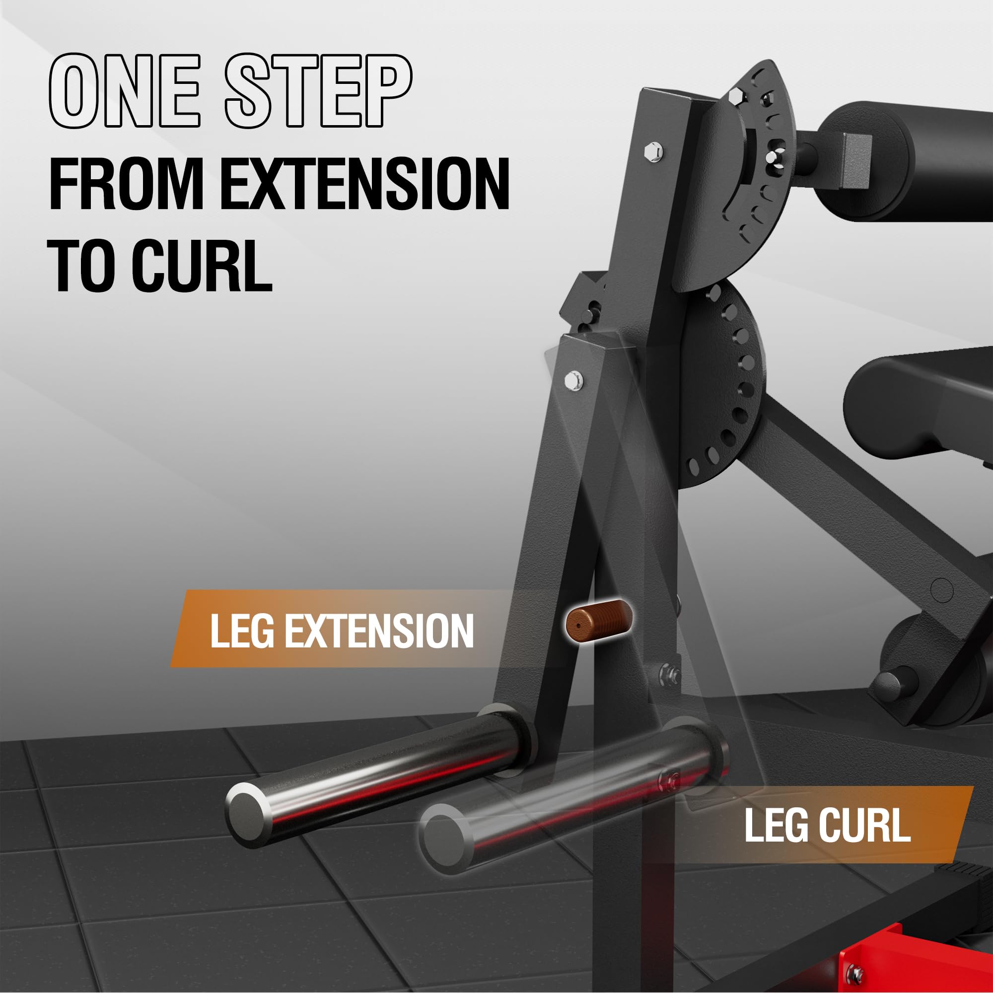 GMWD Leg Extension and Curl Machine - Adjustable Plate Loaded Leg Exercise Bench for Thigh Workouts | Home Gym Equipment for Lower Body Strength Training | Perfect for Home Fitness, Leg Muscle Building & Rehabilitation Exercises