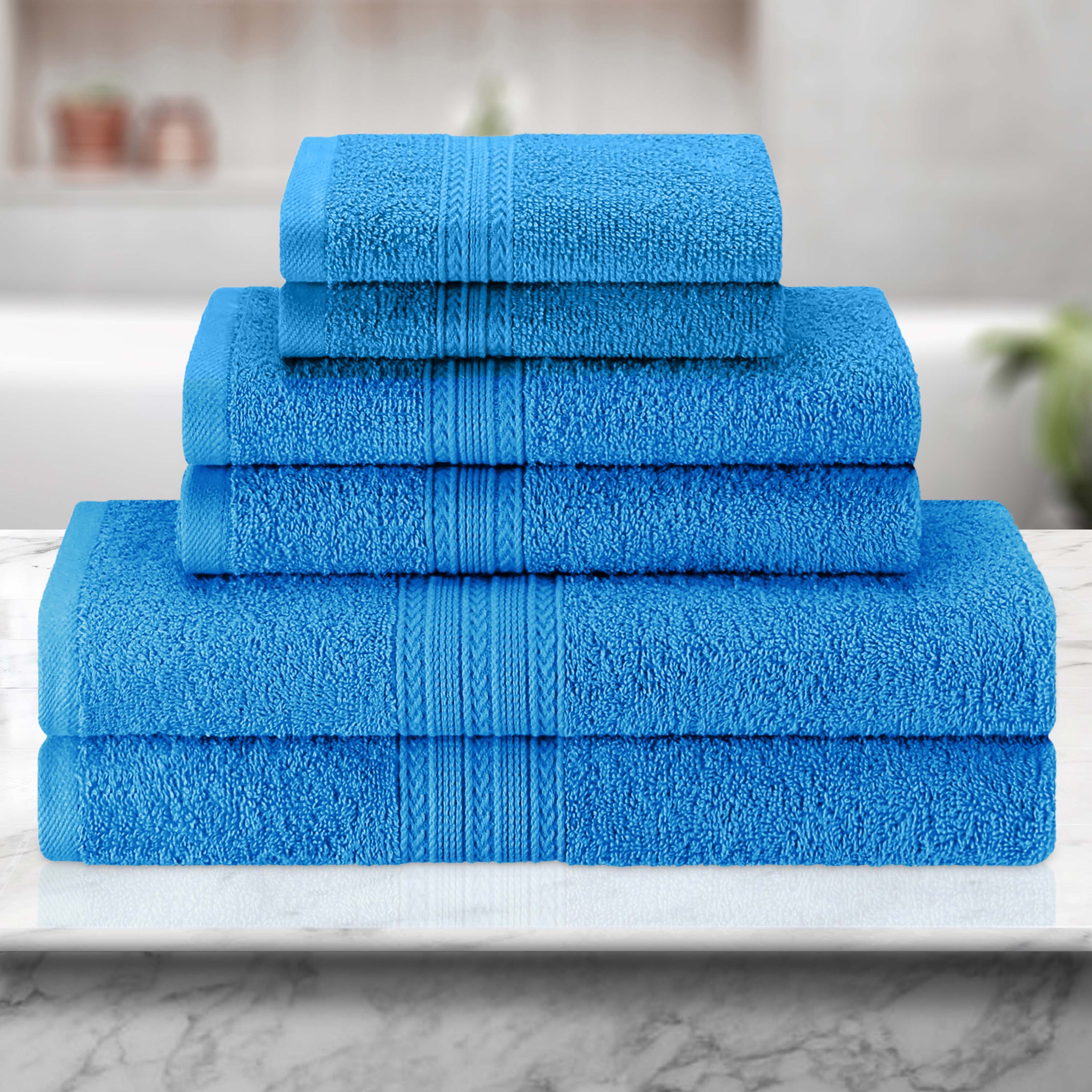 Premium 6-Piece Eco-Friendly Cotton Ring Spun Bath Towel Set - Soft, Absorbent & Sustainable for Spa, Gym, and Luxury Bathroom Use