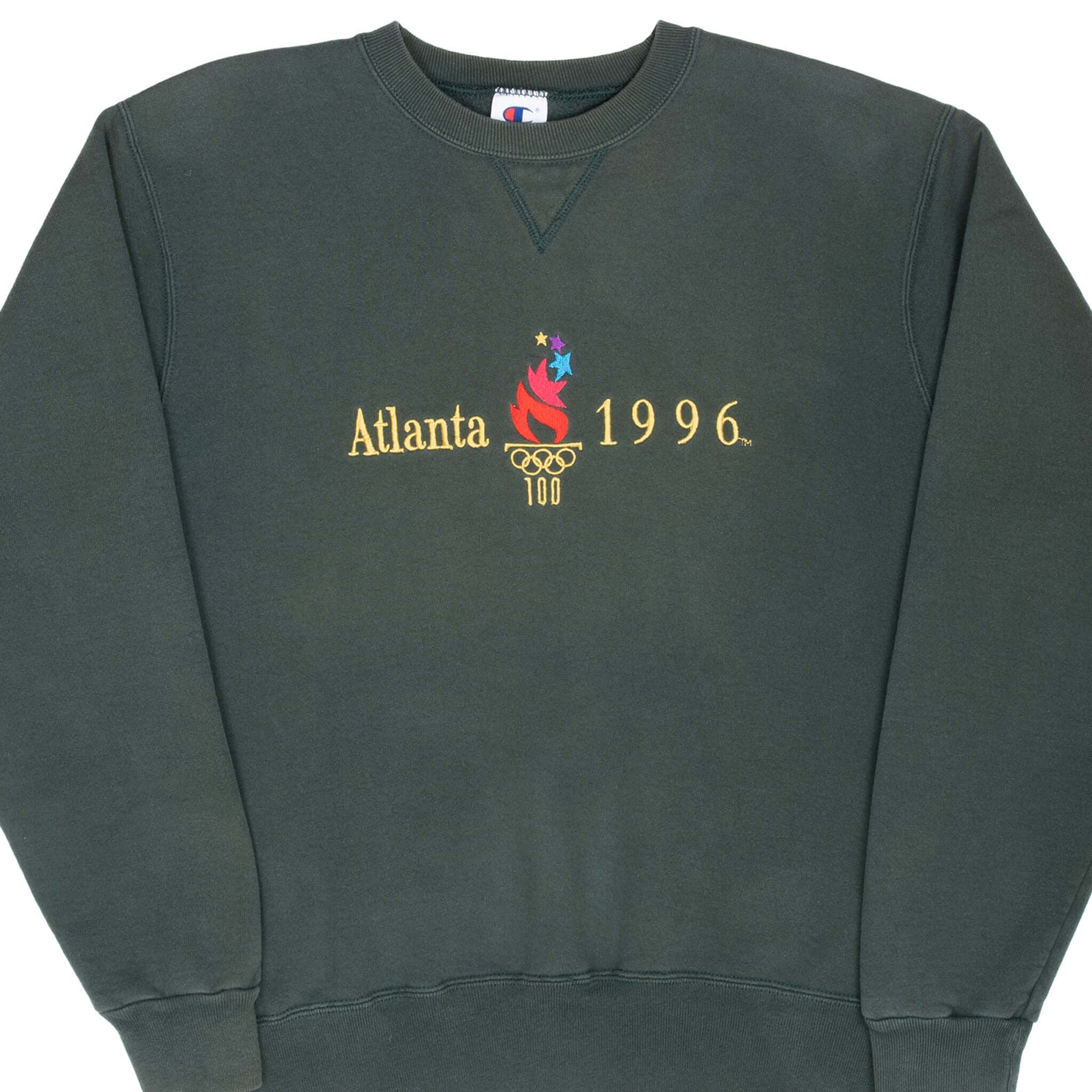 Vintage 1996 Atlanta Olympics Green Champion Sweatshirt - Large Size, Made in USA - Perfect for Retro Sports Fans & Collectors