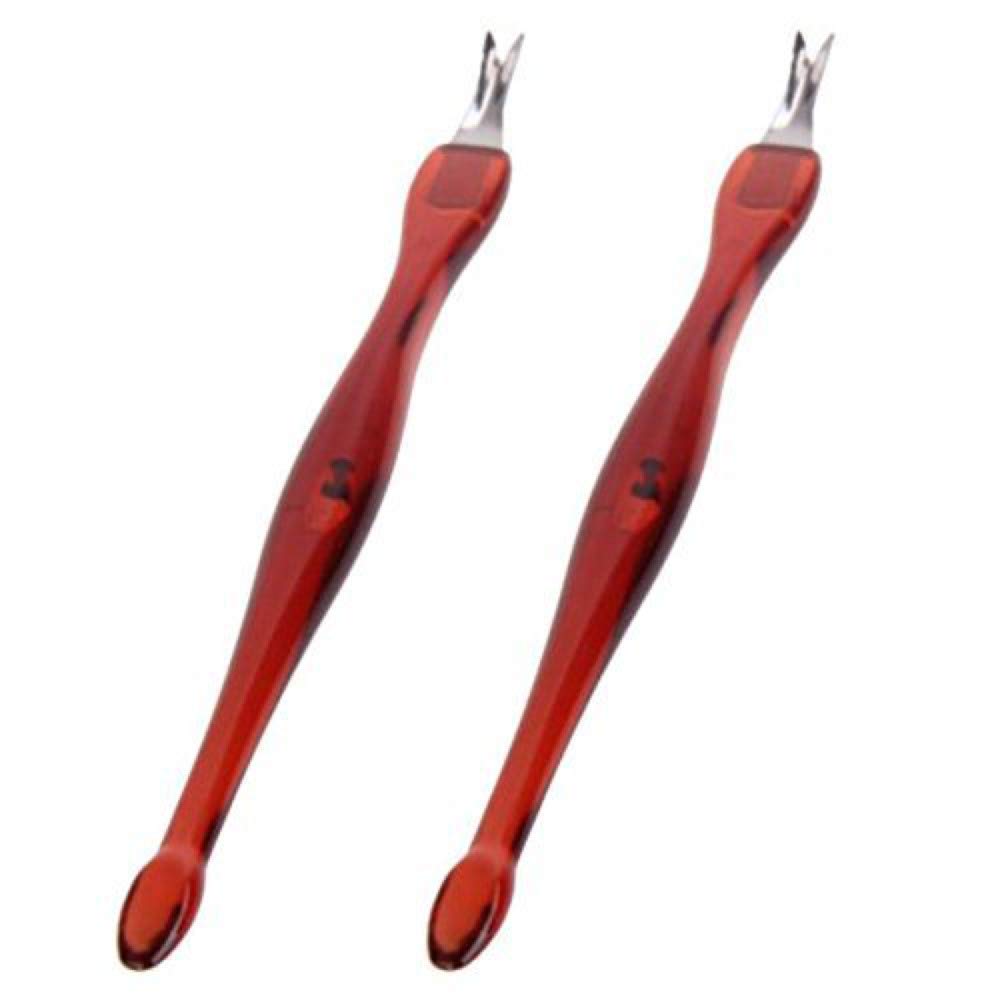 TWIREY Professional Pedicure Cuticle Trimmer & Callus Remover - Stainless Steel Dead Skin Pusher & Fork Tool for Toenails & Fingernails (2-Pack, Assorted Colors) - Perfect for Home Spa, Salon & DIY Nail Care