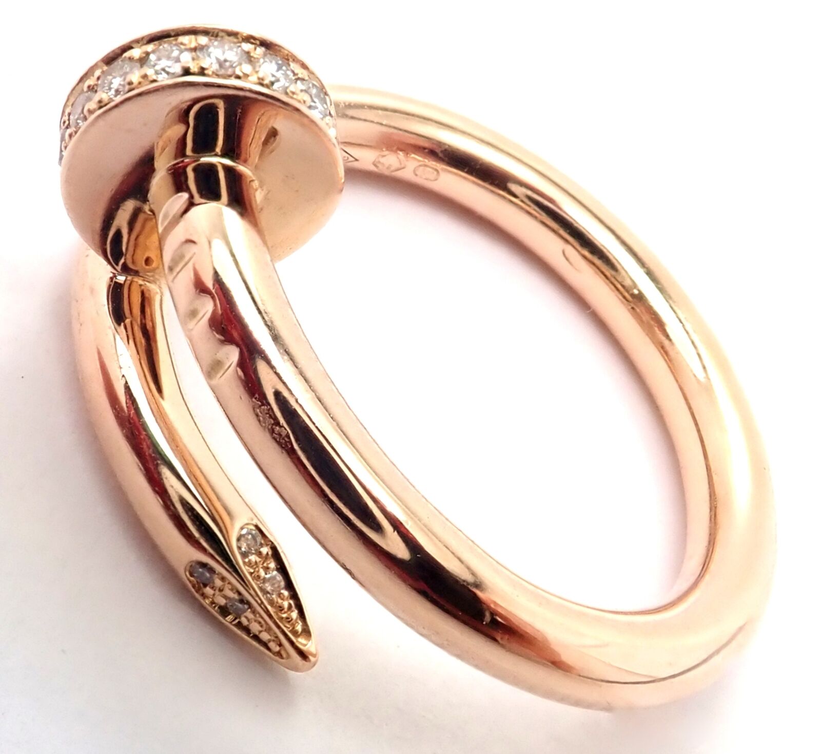 Authentic Cartier Juste Un Clou 18k Rose Gold Diamond Ring Size 53 - Luxury Nail Band Jewelry for Women, Perfect for Weddings, Parties & Special Occasions