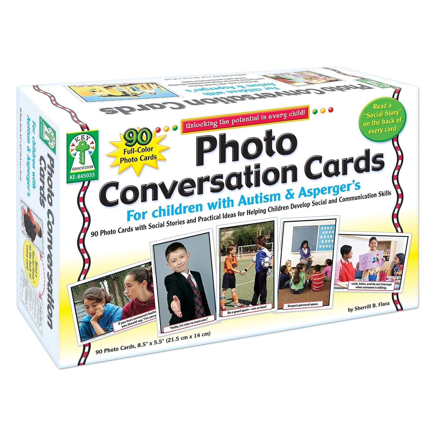 Key Education Photo Conversation Cards for Kids - 90 Social Emotional Learning Flash Cards for Autism & Aspergers, Behavior & Communication Skills Practice - Educational Games for Kindergarten & Elementary School - Perfect for Classroom & Homeschool Use