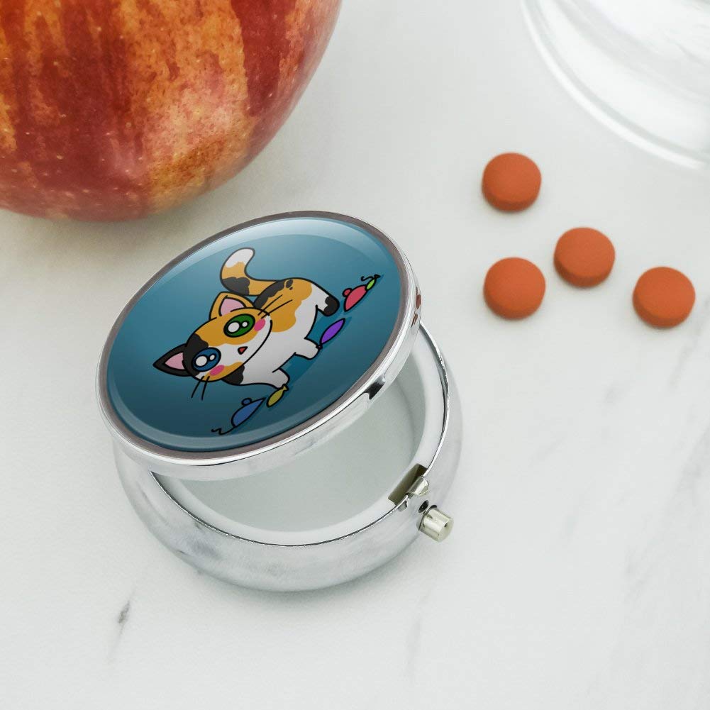 Adorable Calico Kitten Pill Case with Cat Toys - Perfect Gift Box for Pet Lovers | Use for Medication Storage, Jewelry Organizer & Cute Home Decor