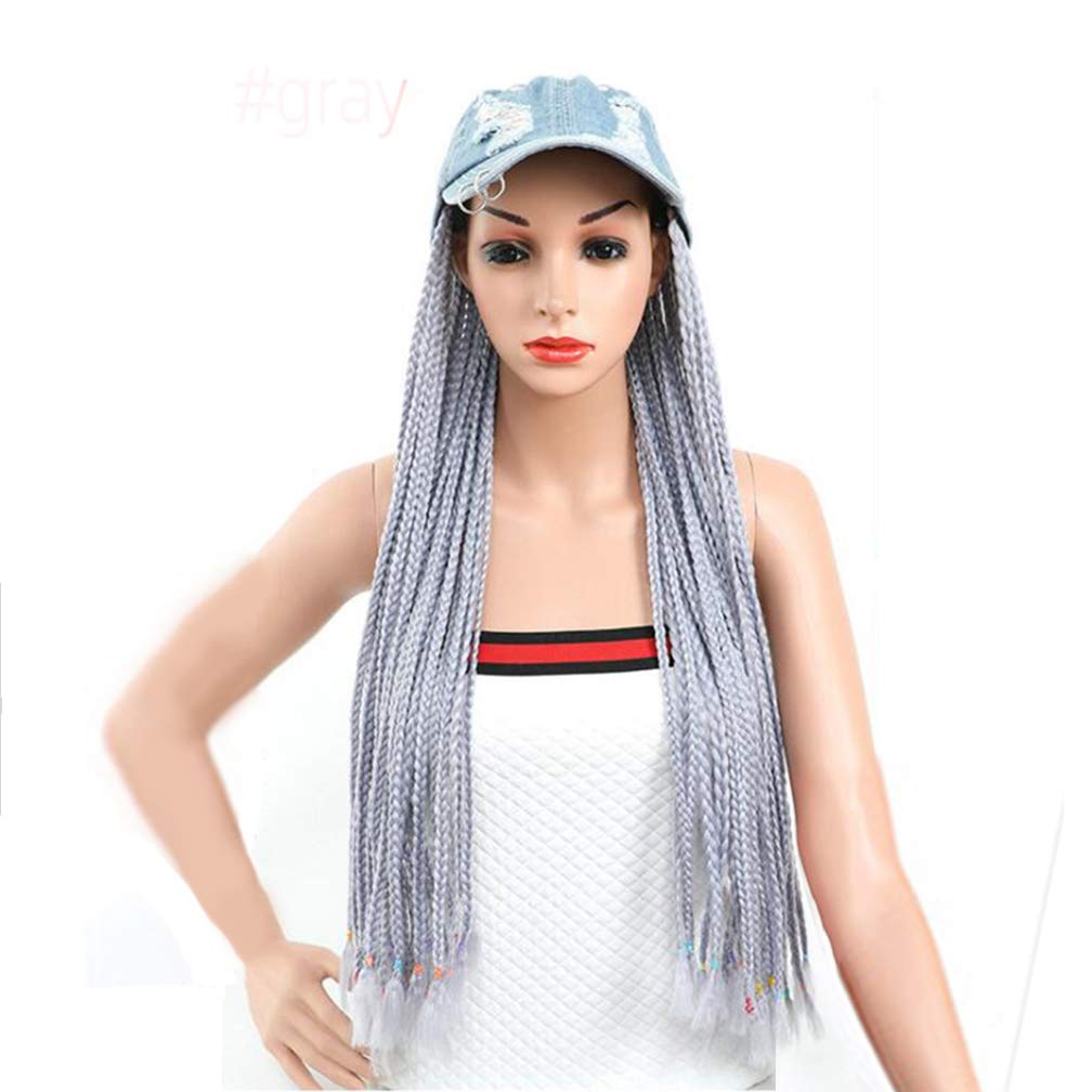 Long Colorful Box Braid Wig with Baseball Cap for Black Women - 16 Colors, 24in/60cm Crochet Hat Wig, Hip Hop Punk Style 90s Party Hair - Perfect for Cosplay, Halloween, and Daily Fashion
