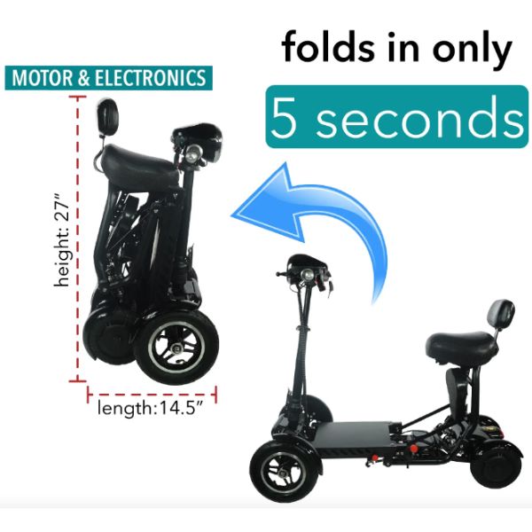 ComfyGo MS 3000 Foldable Mobility Scooter for Adults - Lightweight Electric Wheelchair with Long Battery Life - Perfect for Travel, Shopping & Outdoor Activities