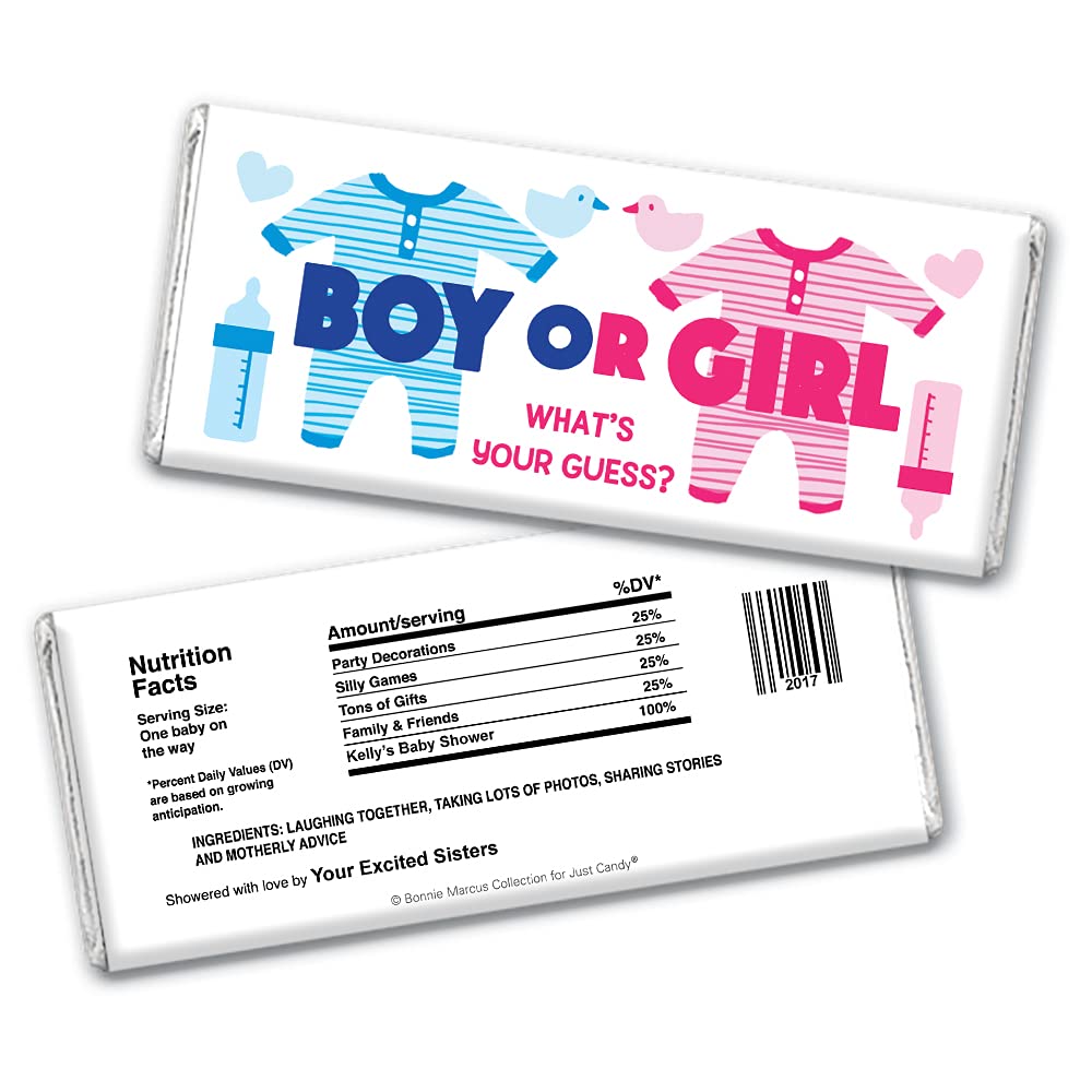 12ct Gender Reveal Chocolate Candy Bars (12 Pack) - Pink & Blue Baby Onesie Party Supplies for Baby Showers, Gender Reveal Parties & Celebrations