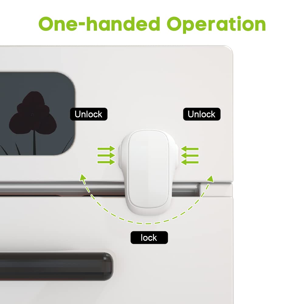 SAFELON Baby Safety Oven Door Lock - 1 Pack Double Button Child Proof Oven Latch for Kitchen Safety (White) | Prevent Burns & Keep Kids Safe While Cooking