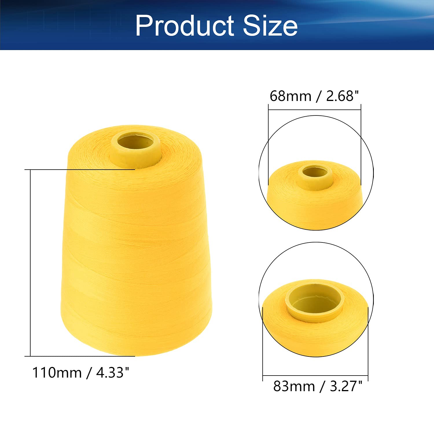 Bettomshin 1Pcs High-Quality Polyester Serger Machine Thread - 8000 Yards Per Spool, Embroidery & Connecting Thread (402 Dia) for Manual & Machine Sewing - Vibrant Yellow 385 - Perfect for Quilting, Garment Construction & Craft Projects