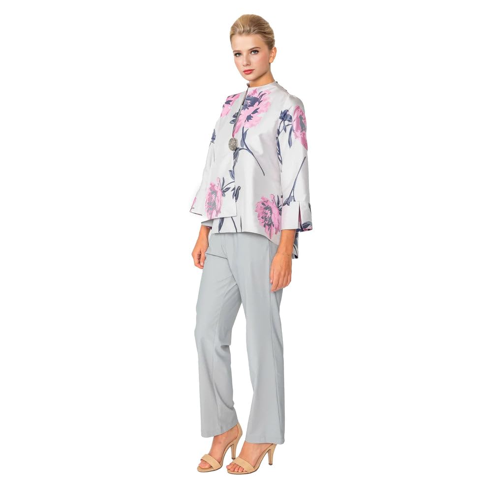IC Collection Brocade One-Button Front Jacket - Elegant Chinese Style Blazer for Women | Perfect for Weddings, Parties & Special Occasions