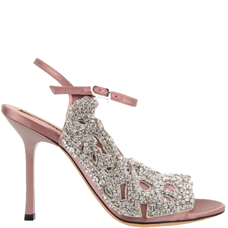 Rochas Crystal Heel 85mm Satin Pumps - Elegant Women's High Heel Shoes for Weddings, Parties & Special Occasions