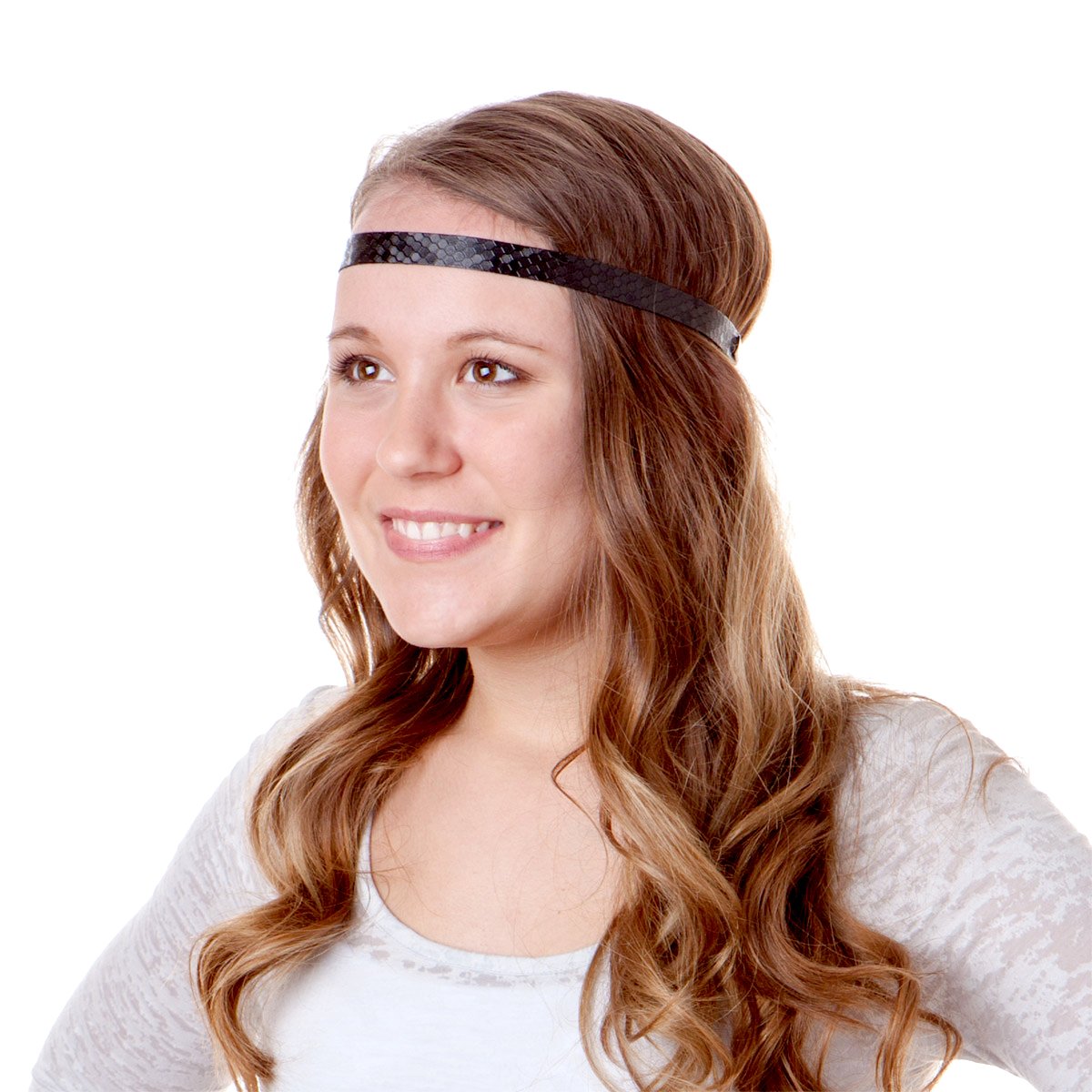 Hipsy Women's Adjustable No-Slip Checkerboard Skinny Headbands – Red & Black Geometric Print 2-Pack – Perfect for Workouts, Yoga, and Stylish Everyday Wear