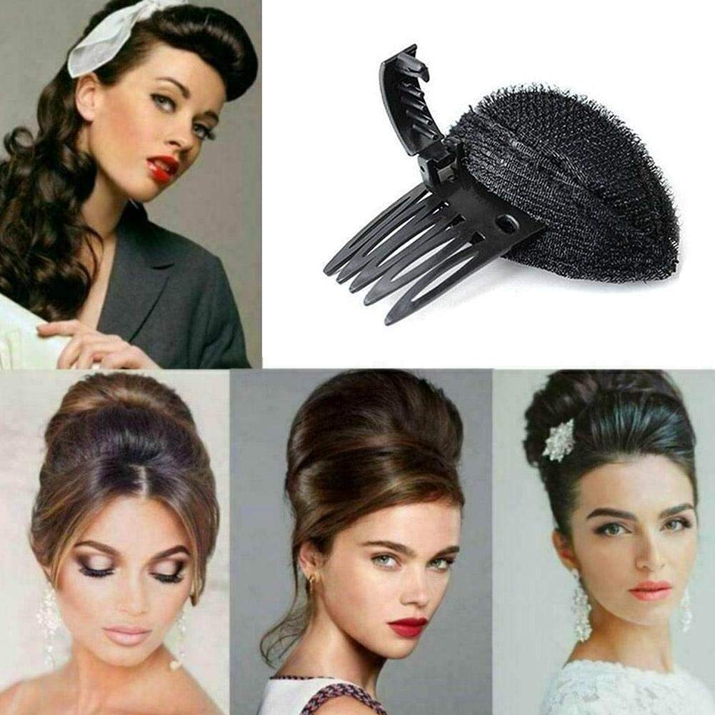 Puff Hair Volume Clips - Fluffy Hair Pad & Sponge Clip Set for Women - DIY Hairstyling Tools for Bun & Updo Styles - Perfect for Parties, Weddings & Daily Use (Black)