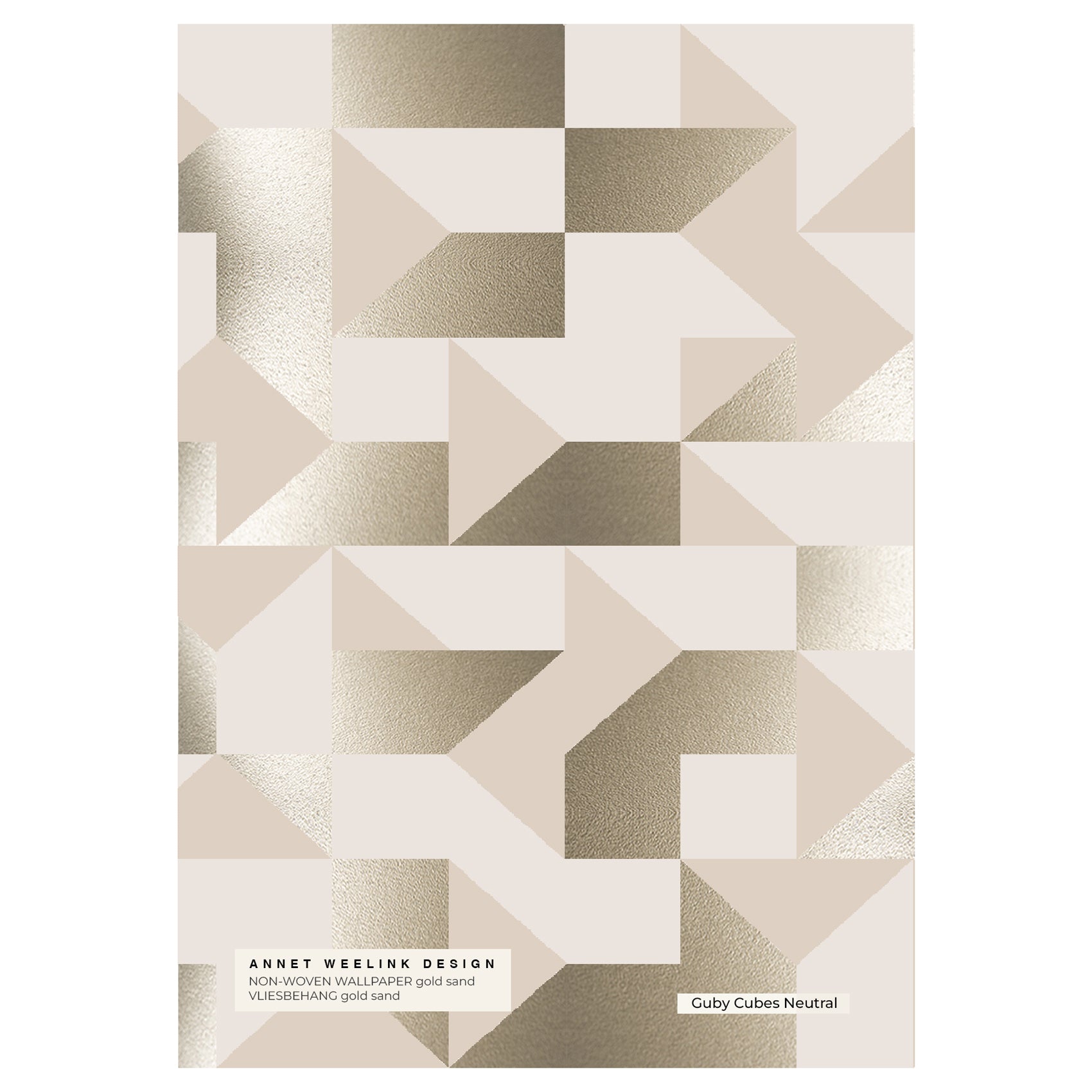 Guby Cubes Gold Wallpaper - Self-Adhesive Peel and Stick Wallpaper for Home Decor, Bedroom, Living Room, Office - Easy to Install & Removable