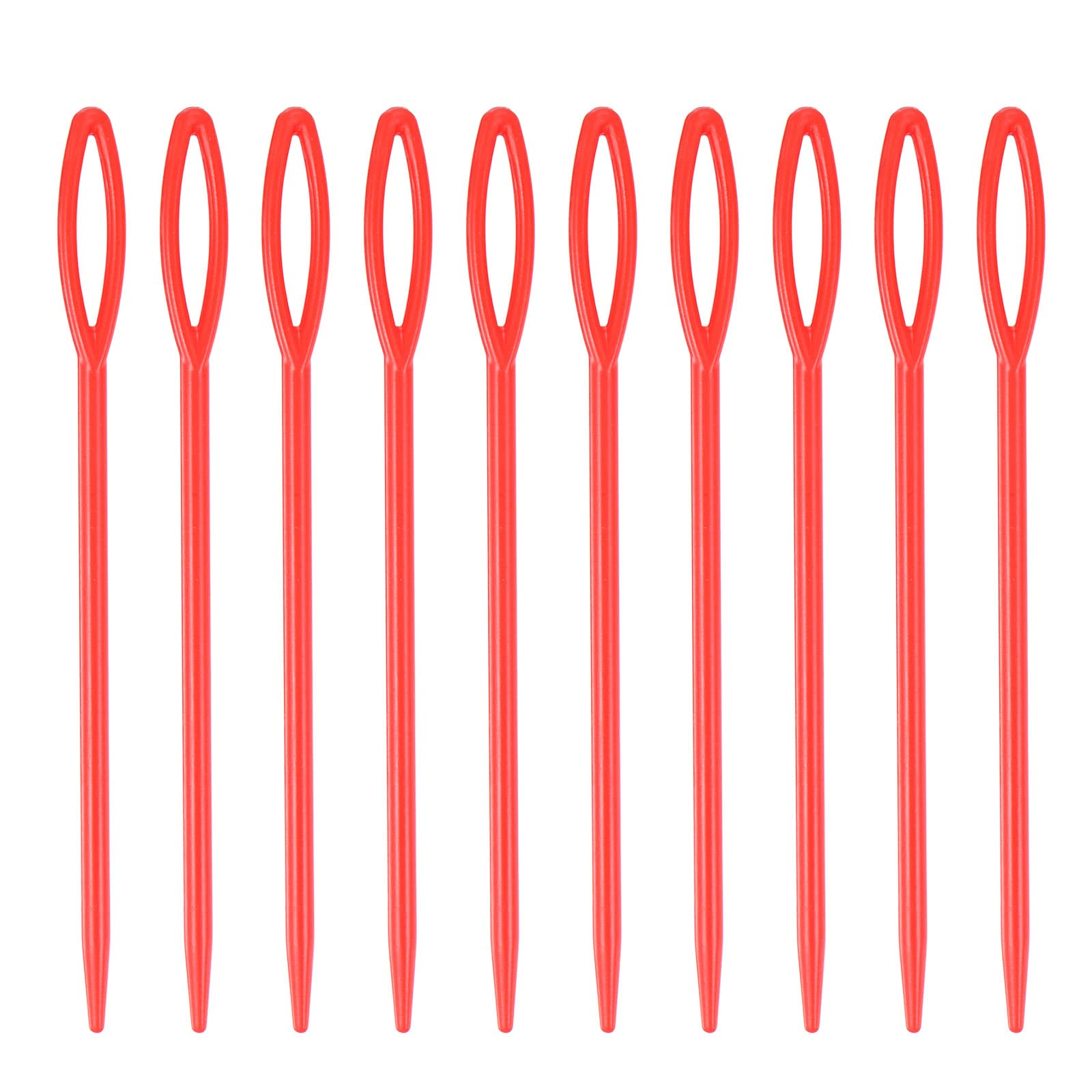 HARFINGTON 90pcs Plastic Sewing Needles - 9cm Large Eye Blunt Needles for Handmade Crafts, DIY Sewing & Stitching (Red) | Perfect for Beginners, Kids & Fabric Arts Projects