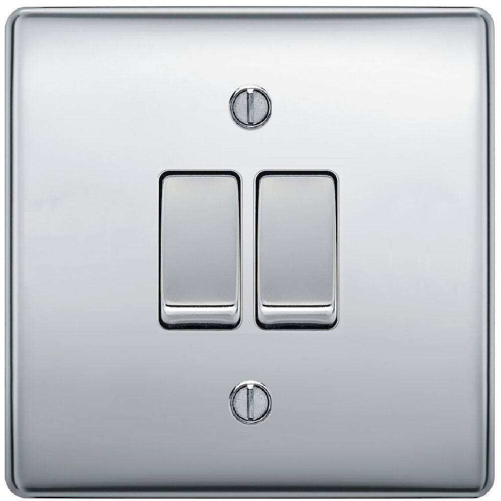 BG Nexus 2G Intermediate Light Switch - Polished Chrome Finish - Ideal for Home, Office & Commercial Spaces