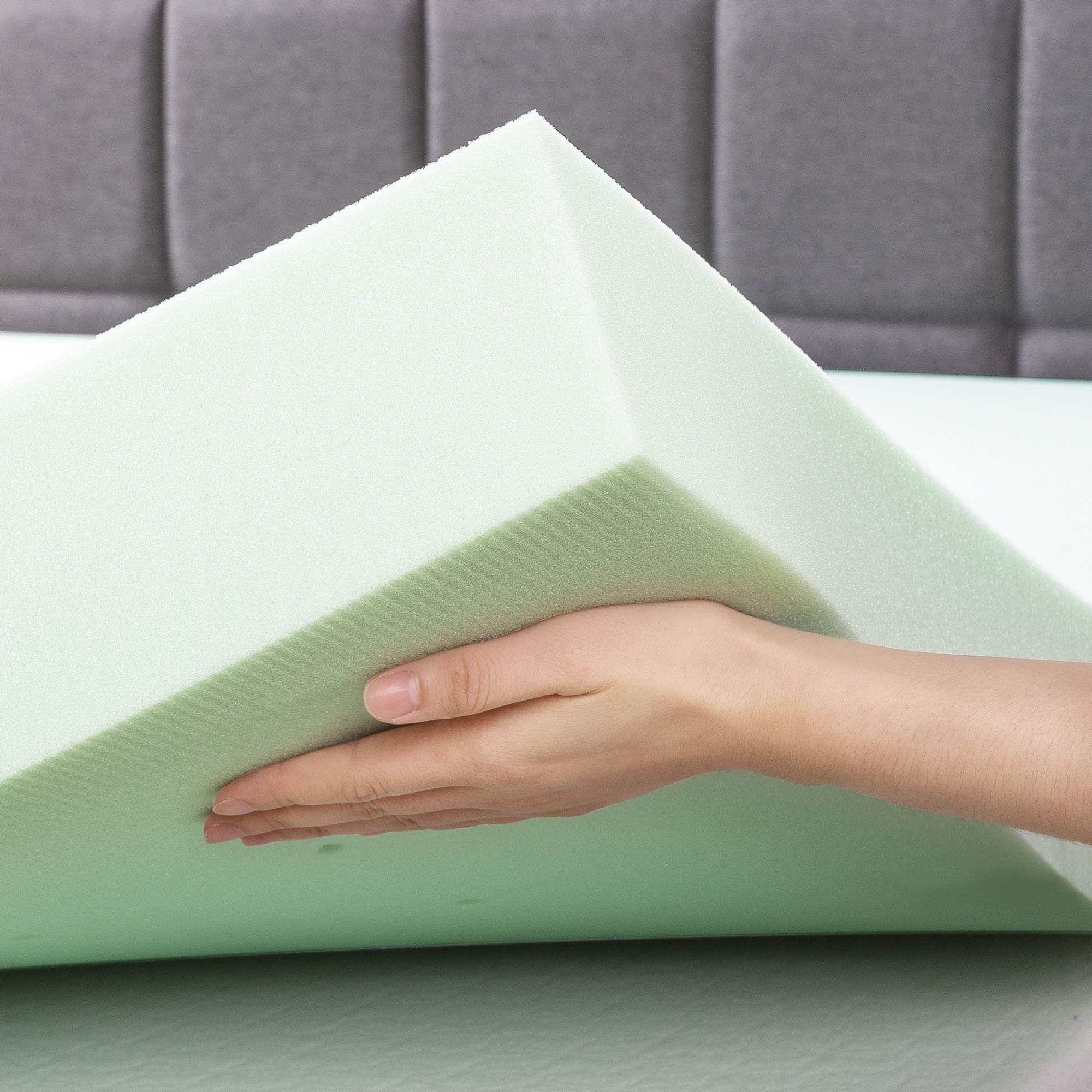 4 Inch Ventilated Memory Foam Mattress Topper with Green Tea Infusion - CertiPUR-US Certified, King Size | Cooling Mattress Pad for Back Pain Relief & Pressure Relief | Perfect for Guest Beds, Dorm Rooms & Home Use