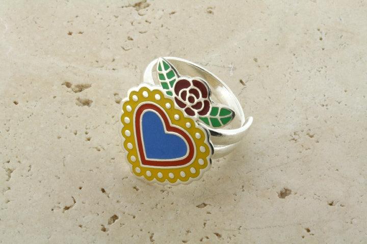 Blue Enamel Flying Heart Adjustable Ring - Elegant Jewelry for Women, Perfect for Valentine's Day Gifts, Anniversary or Everyday Wear