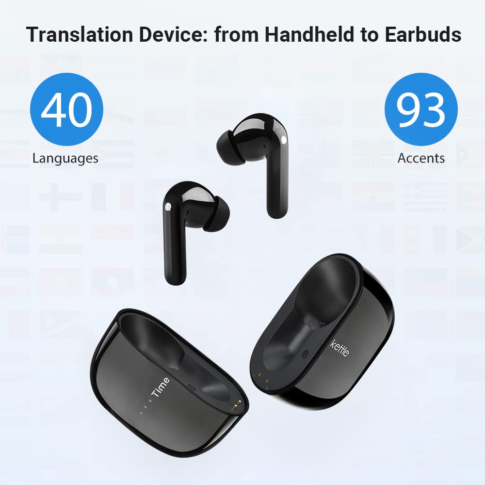 Timekettle M3 AI Language Translator Earbuds - 2-Way Real-Time Translation Device with App for 40 Languages & 93 Accents | Includes Protective Case | Perfect for Travel, Business Meetings & Language Learning