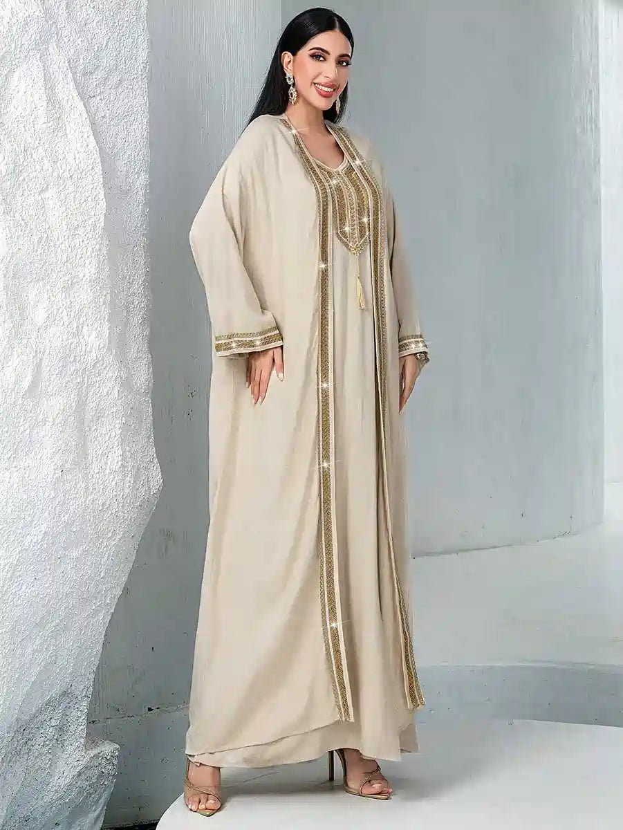 Urgarment 2-Piece Set Hand Embroidered Eid Dresses - Elegant Caftan Kaftan Dress #255051 for Women, Perfect for Eid Celebrations, Weddings & Special Occasions