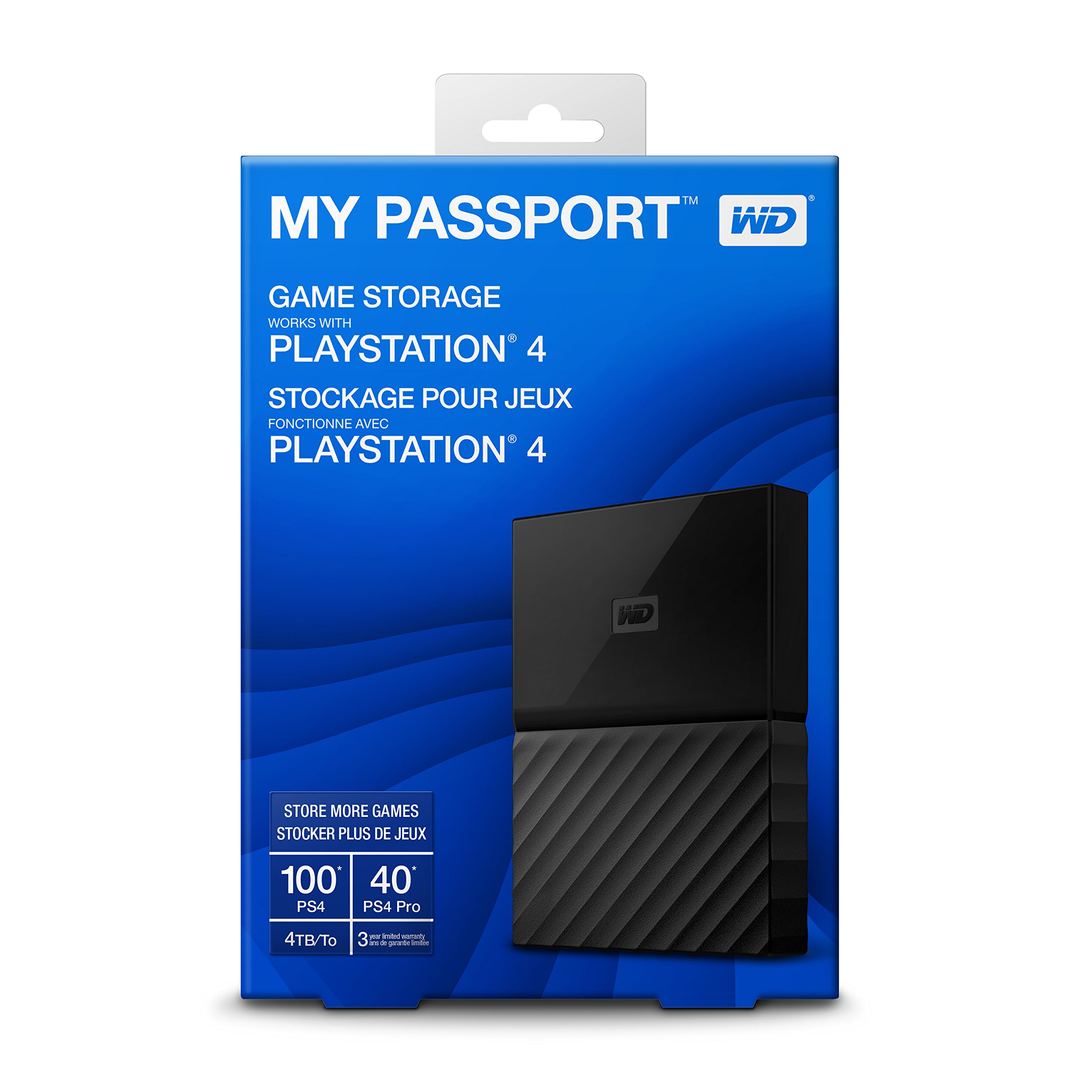 WD 4TB My Passport Game Storage External Hard Drive - USB 3.0 Portable HDD for PS4, Xbox & PC - WDBZGE0040BBK-NESN - Perfect for Gaming, Backup & Media Storage