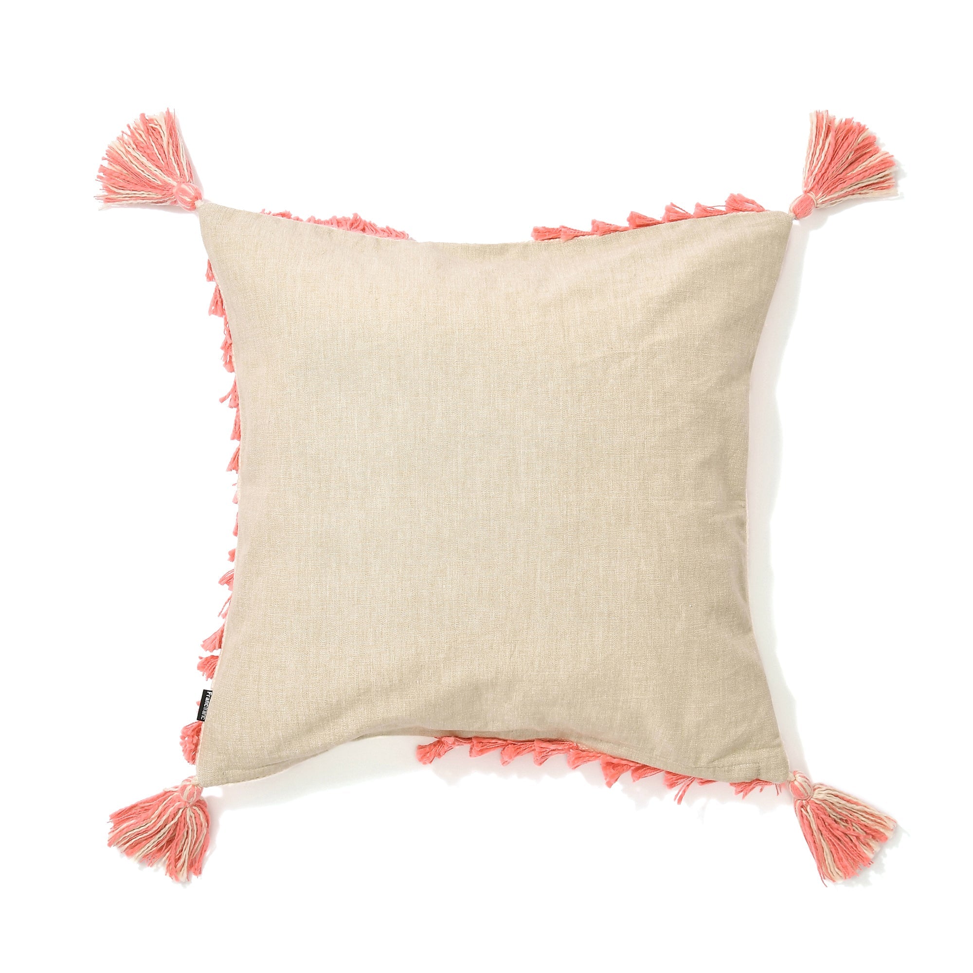 Geometric Tuft Cushion Cover 18x18 Inches Natural & Orange - Modern Boho Home Decor for Sofa, Bed, or Chair Accent Pillow