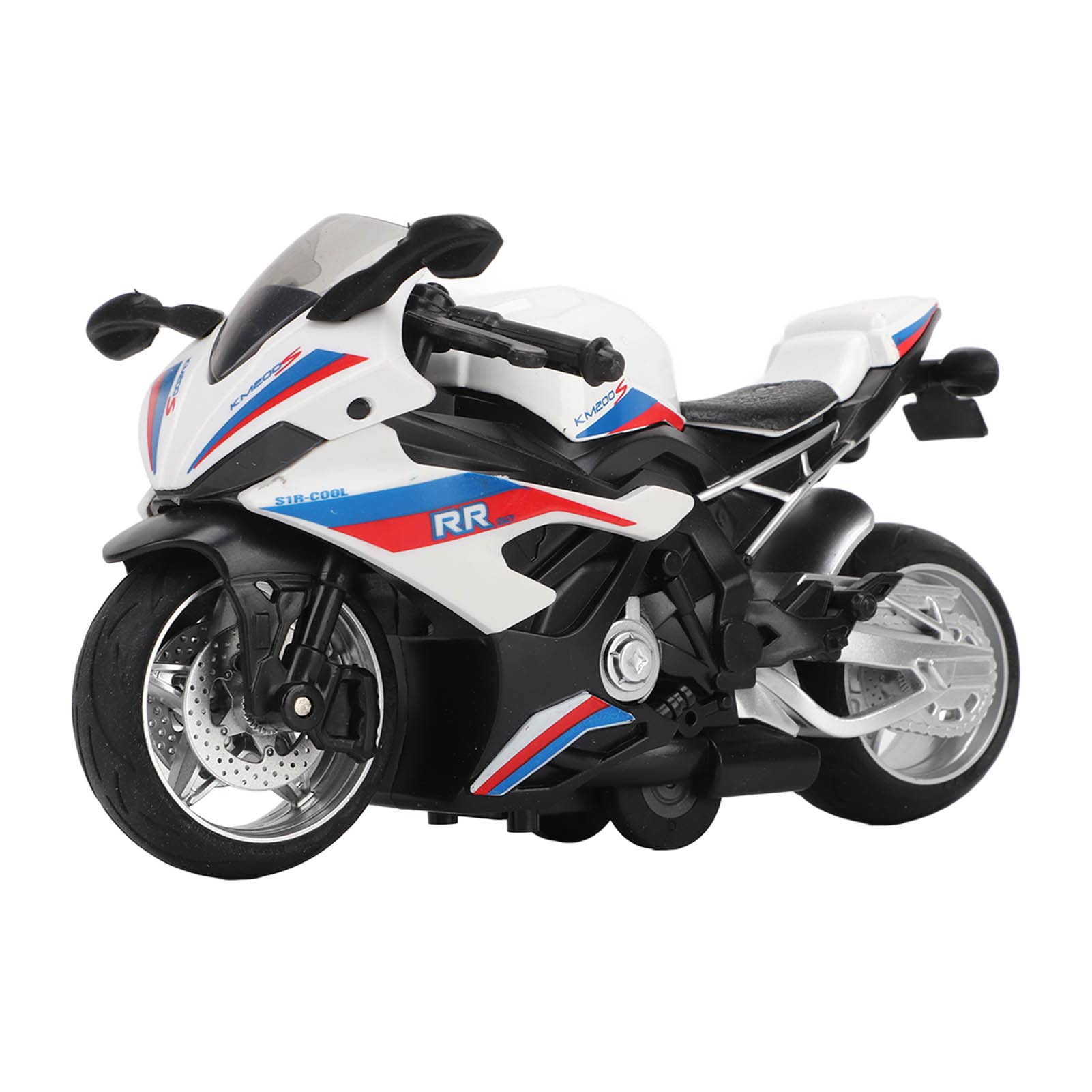Jaerb Alloy Motorcycle Toy - Pull Back & Light Up for Display (White) - Perfect for Collectors & Decor