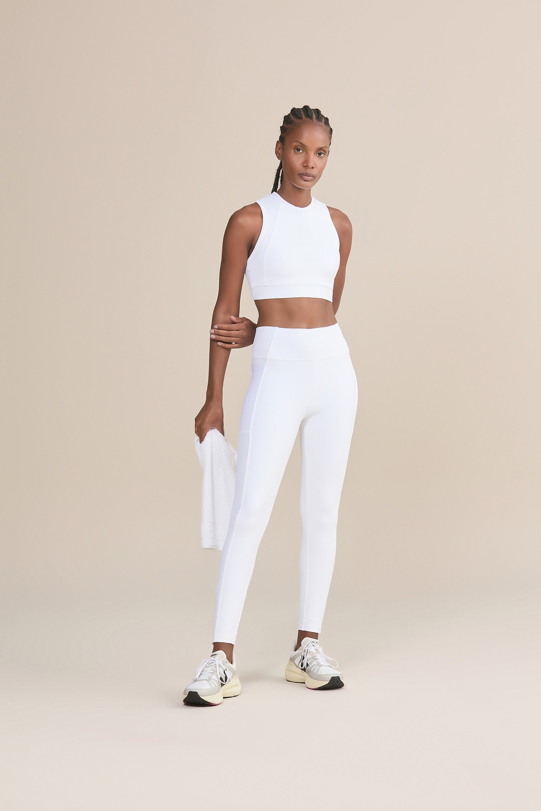 Upfit Tule Power White Long Leggings for Women - High Waist Yoga Pants, Workout Running & Gym Leggings - Comfortable Stretchy Athletic Tights for Fitness & Lounge