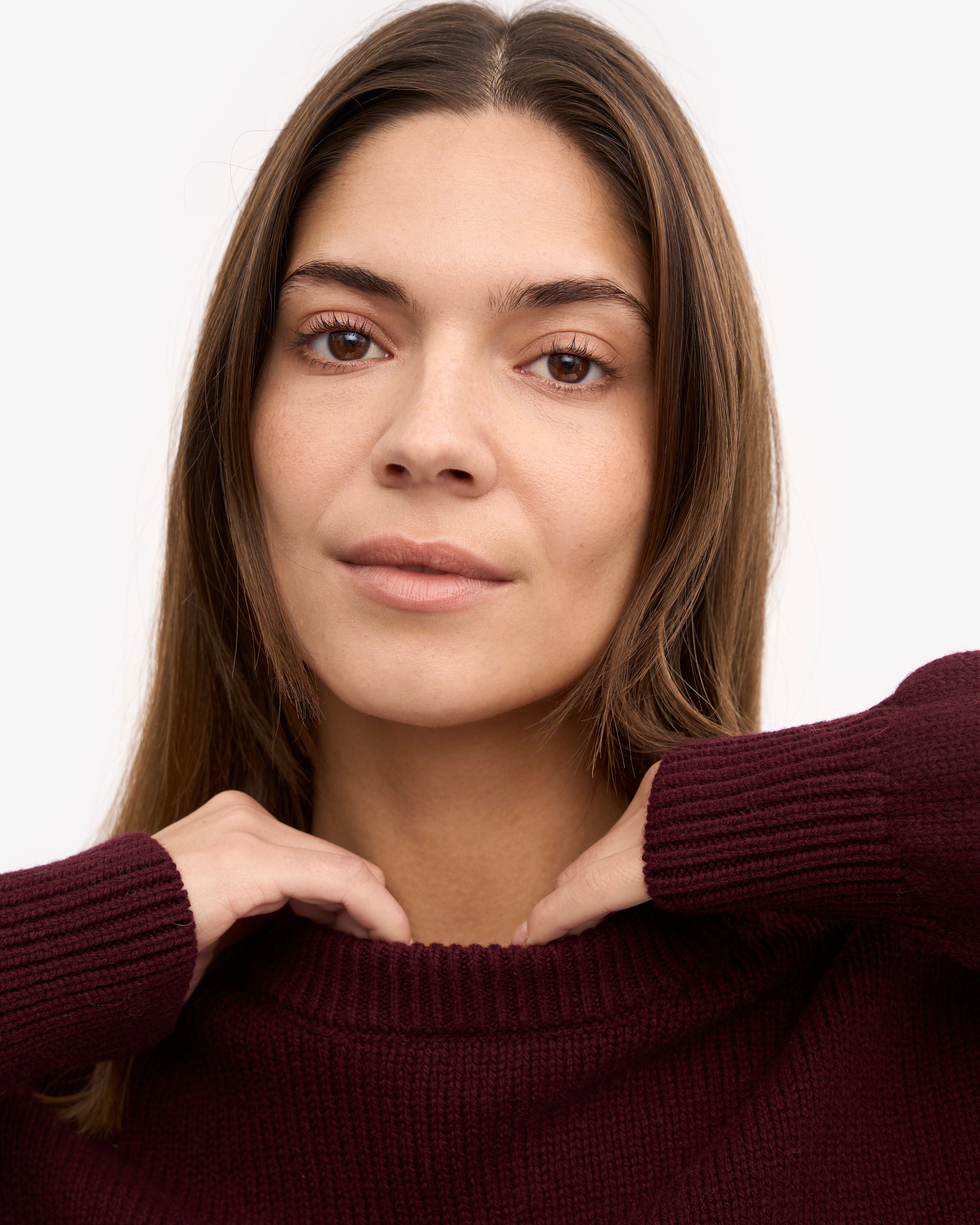 Premium Oversized Merino Wool Sweater for Women - Soft & Warm Oxblood Red Crewneck Pullover - Perfect for Winter, Fall & Casual Outfits