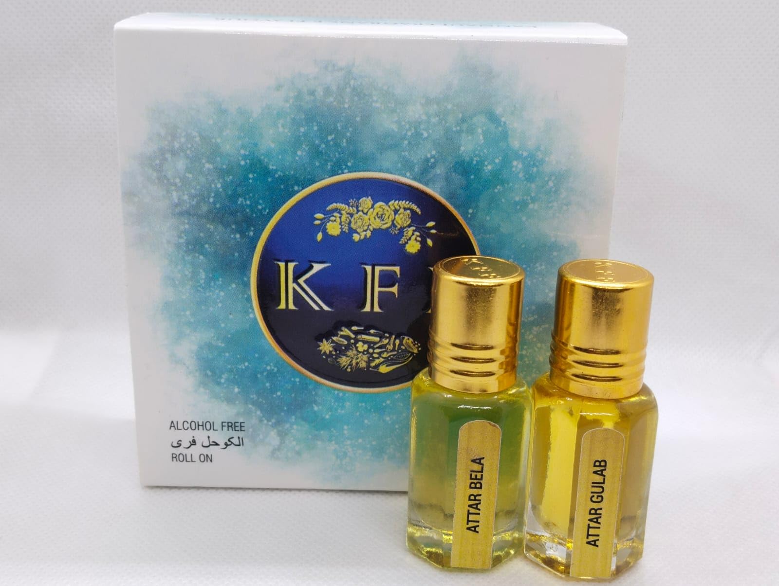 Attar Gulab & Bela Combo (Rose & Jasmine Perfume Oil) - Pure Natural Fragrance for Aromatherapy, Meditation & Spiritual Practices