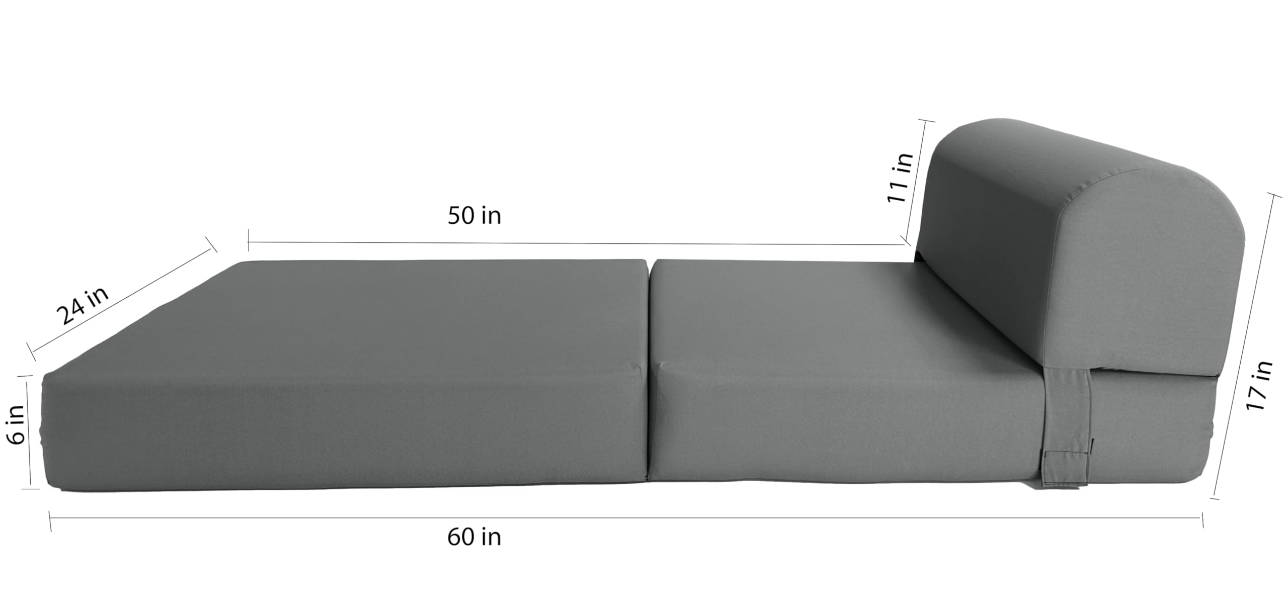 D&D Gray Futon Sleeper Chair - Foldable Convertible Sofa Bed with High Density Foam (70