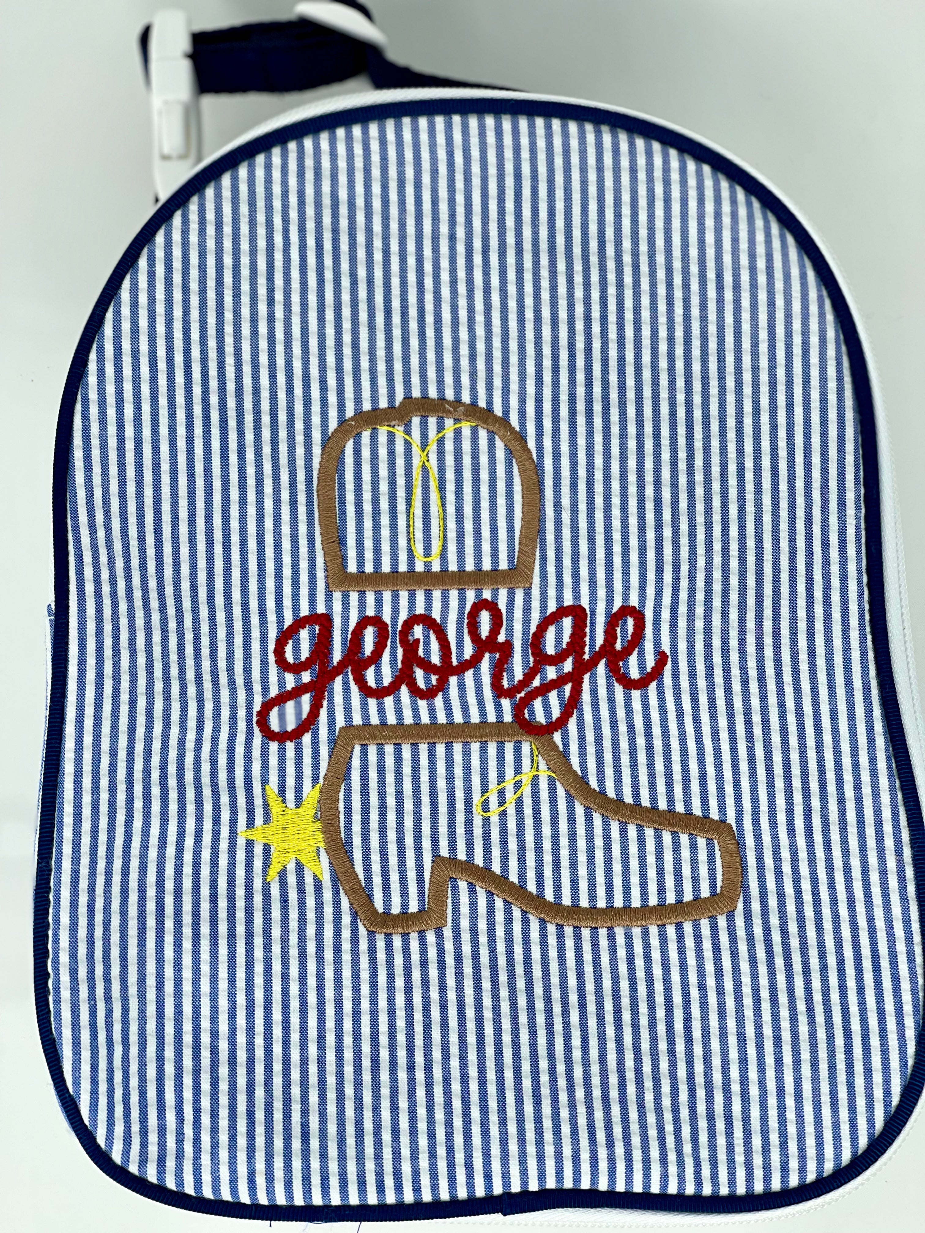 Gumdrop Bag in Navy Seersucker Fabric by Mint Sweet Little Things - Perfect for Summer Outings, Beach Trips & Everyday Use