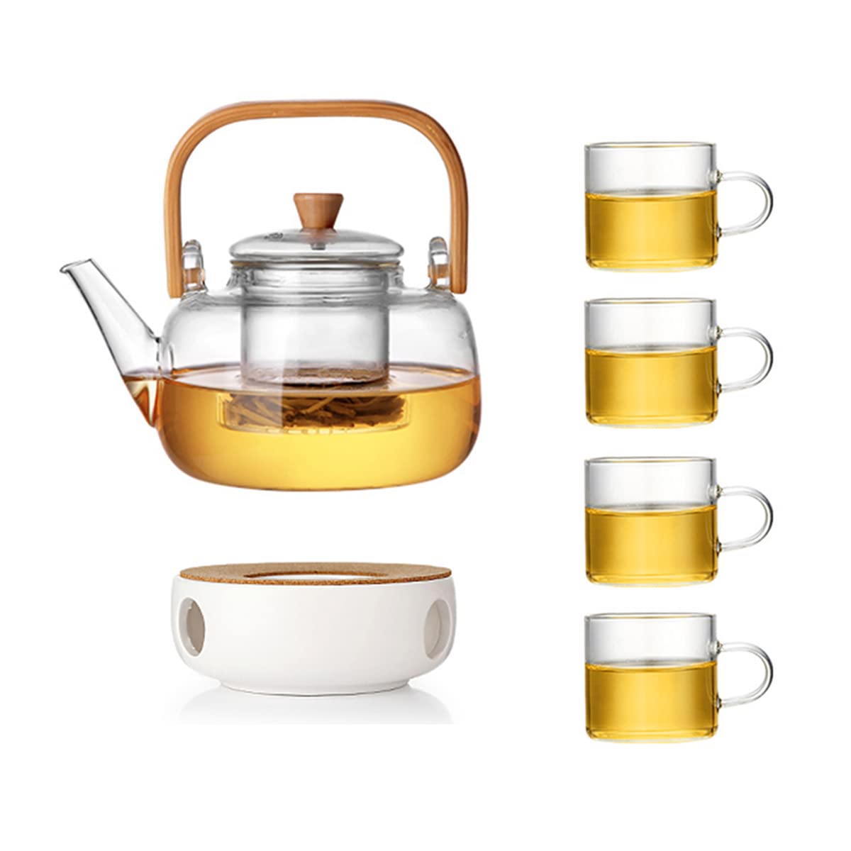 Premium Japanese Heatproof Glass Teapot with Infuser - 33oz/1000ml Borosilicate Clear Tea Pot for Stovetop & Loose Leaf Tea - Perfect for Blooming Tea, Herbal Tea & Daily Brewing - Ideal for Home, Office & Tea Ceremonies