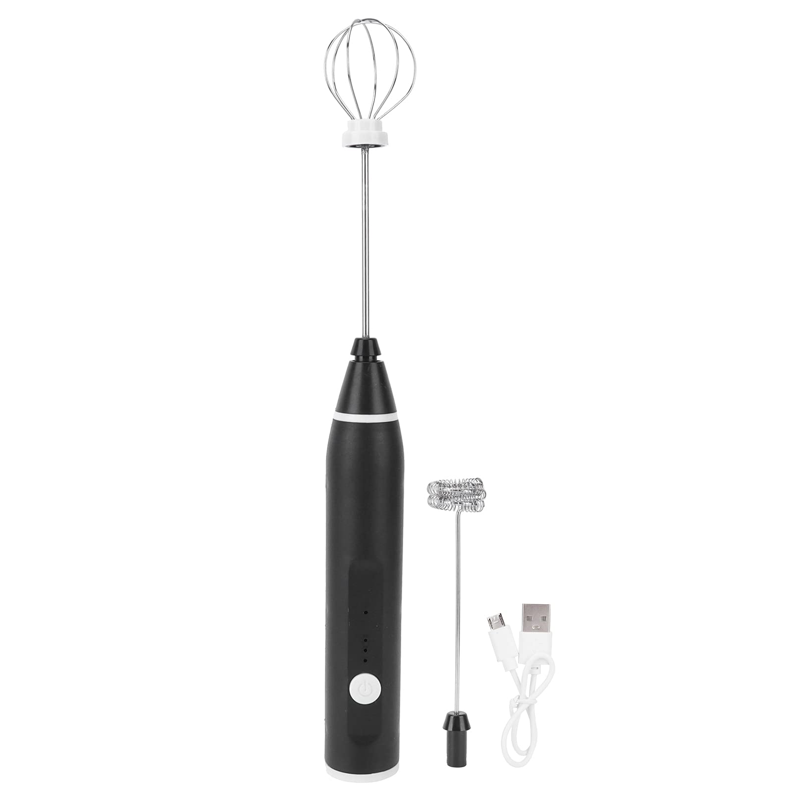 Electric Milk Frother & Hand Mixer with USB Charging - Dual Whisk Egg Beater for Coffee, Baking & Cooking - Perfect for Home, Bakery & Restaurant Use (Black)