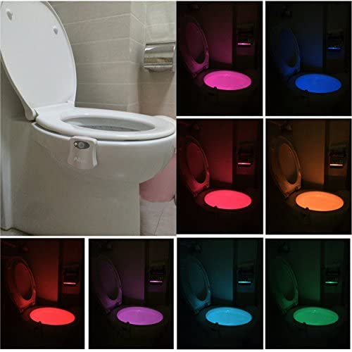 Ailun 3-Pack Motion Activated LED Toilet Night Light - 8 Color Changing Bathroom Nightlight for Toilet Bowl, Battery Not Included - Perfect for Bathroom, Bedroom, Hallway & Kids Room Safety Lighting