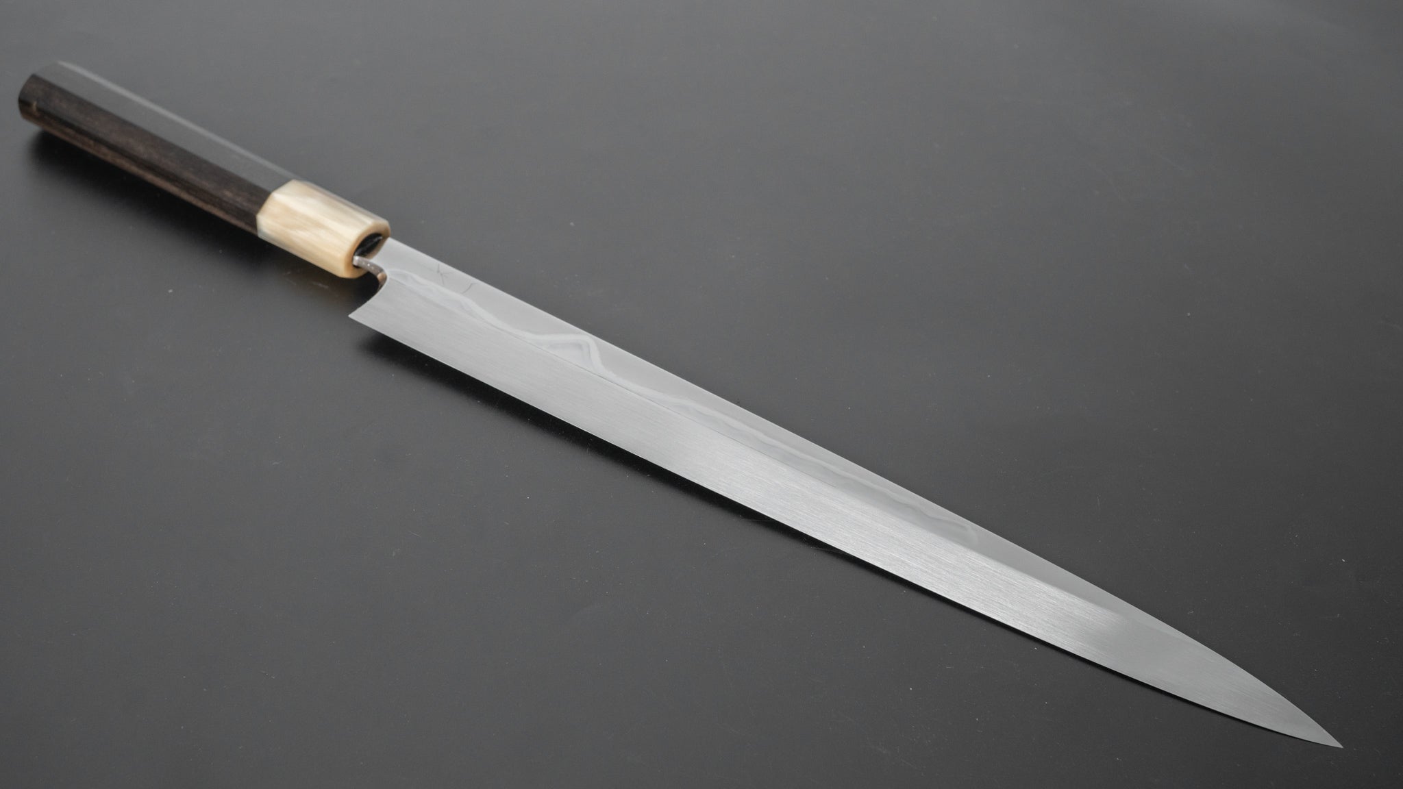 Hitohira Togashi White #1 Fuji Mizu Honyaki Yanagiba 330mm Sushi Knife with Taihei Ebony Handle & Saya - Premium Japanese Chef Knife for Sushi, Sashimi & Fine Slicing