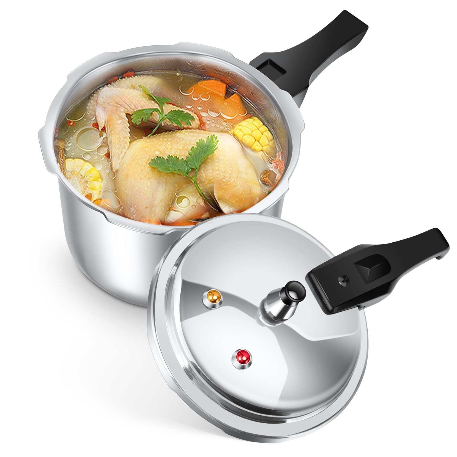 3.17 Quart Aluminum Alloy Pressure Cooker - 3L Mini Pressure Cooking Pot (7 Inch/18cm) for Gas & Induction Stoves | Perfect for Camping, Dorm Cooking & Small Kitchens