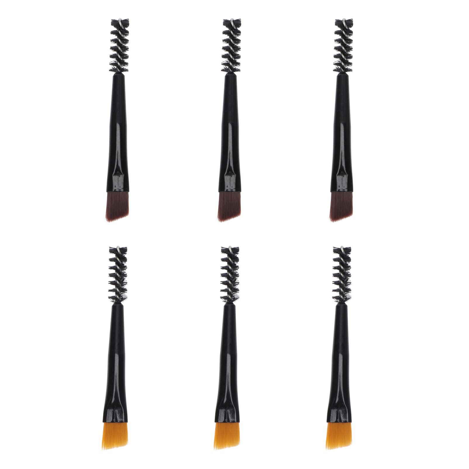 Beaupretty 6-Piece Eyebrow Brush Set - Double Ended Eyebrow Brush & Spoolie, Angled Brow Brush for Powder, Precision Application & Blending (Black) - Perfect for Travel, Makeup Kit & Professional Salon Use