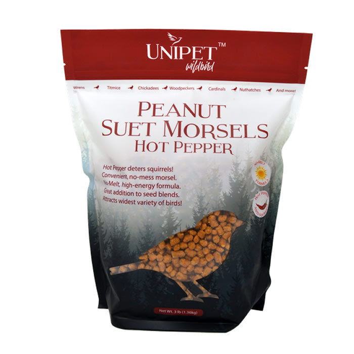 Unipet Wild Bird Hot Pepper Peanut Suet Morsels - High Energy Bird Food for Woodpeckers, Blue Jays & Cardinals - Perfect for Backyard Bird Feeders & Winter Feeding