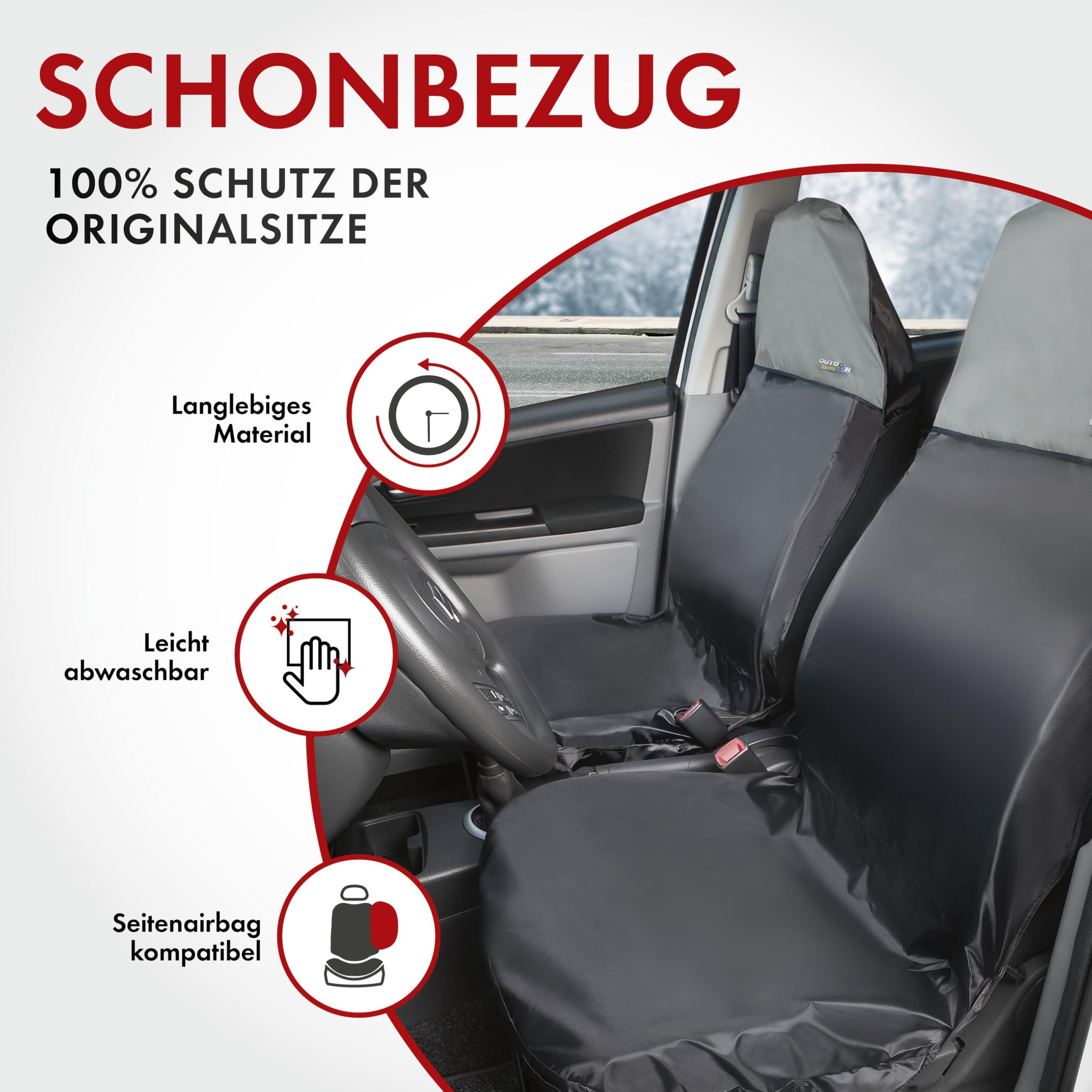 Premium Car Seat Protector for Outdoor Sports - Waterproof & Non-Slip - Universal Fit for Cars, SUVs & Trucks - Ideal for Camping, Hiking & Road Trips (Grey)