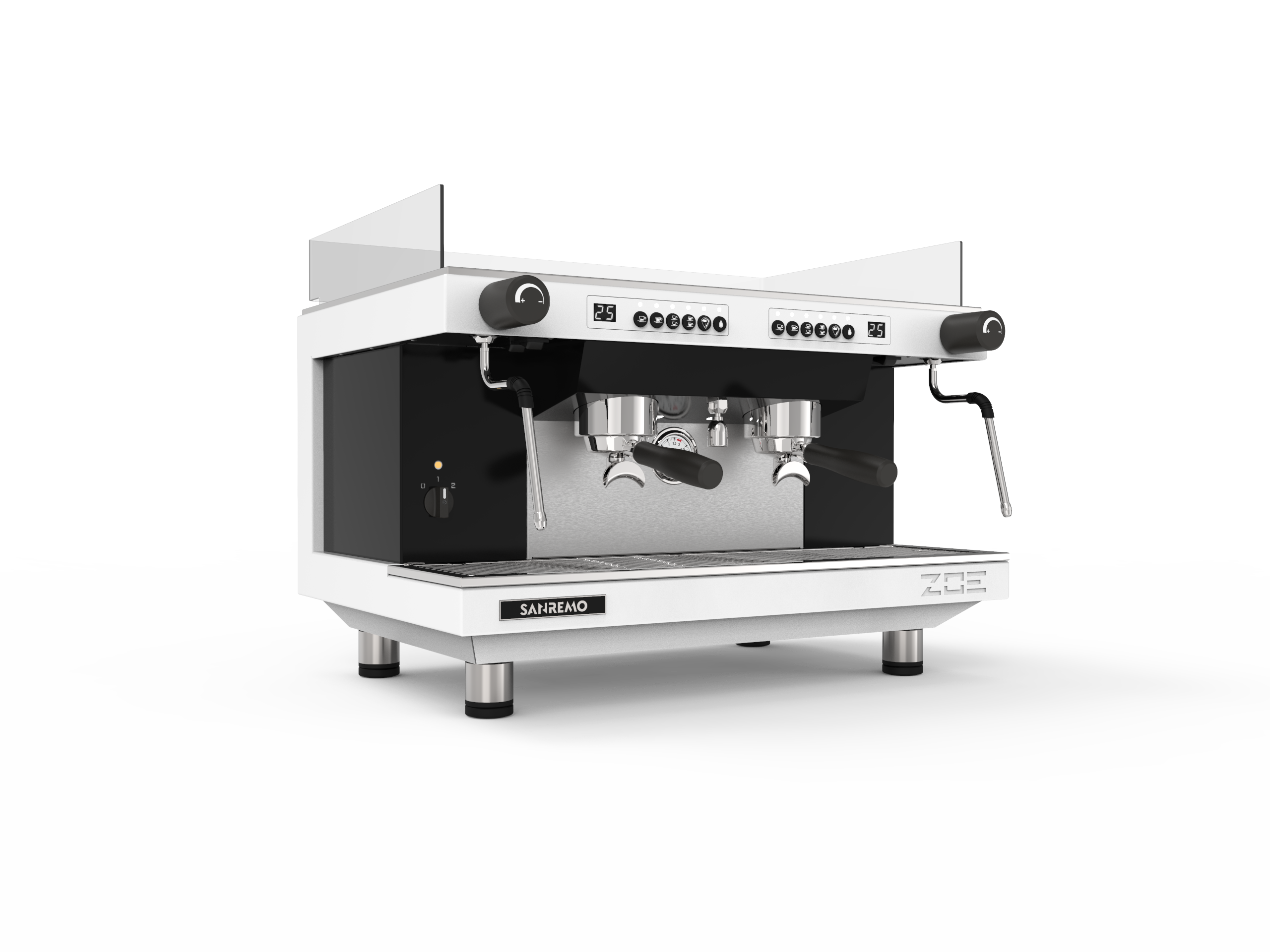 Sanremo ZOE Competition 2 Group Commercial Espresso Machine - White/Black - Professional Coffee Shop & Cafe Equipment for Baristas