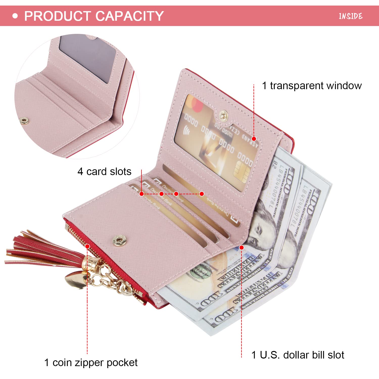 SUKUTU Women's PU Leather Bifold Wallet - Compact Small Purse with Coin Pocket & Card Holder for Ladies | Perfect for Everyday Use, Travel & Gift Giving