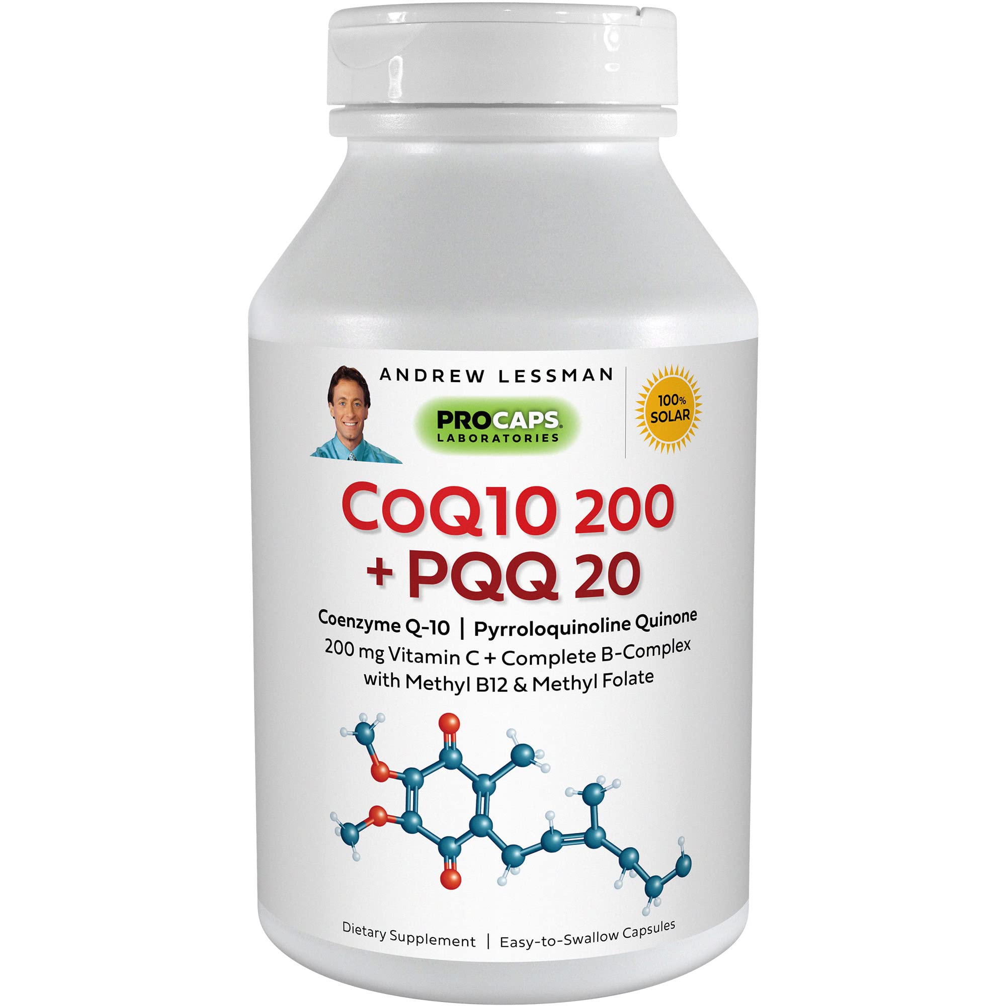 ANDREW LESSMAN Coenzyme Q-10 200mg Plus PQQ 20mg - 120 Capsules | Supports Heart, Brain & Cellular Energy | Antioxidant Supplement for Heart Health, Brain Function & Metabolism Boost | Perfect for Active Adults & Seniors Seeking Natural Energy Support