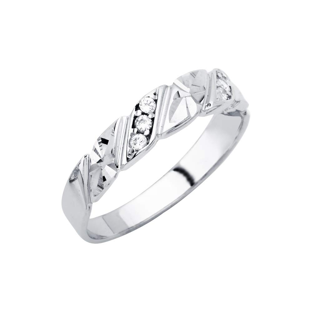14K White Gold Men's CZ Cubic Zirconia Simulated Diamond Wedding Band Trio Set Ring - Size 10 - Elegant Jewelry Gift for Him - Perfect for Anniversaries, Engagements & Special Occasions