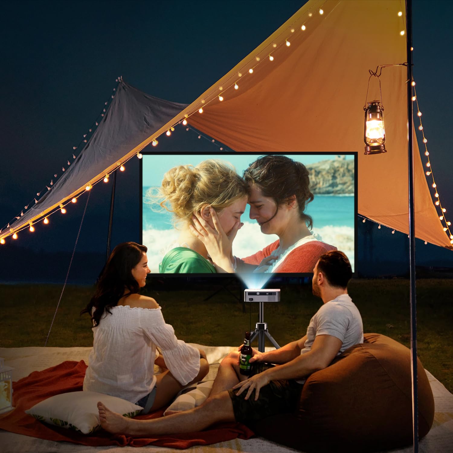 VGKE Smart 4K Android TV Projector with WiFi & Bluetooth - 800 ANSI Lumens, Native 1080P, Electric Focus & Keystone - Home Theater Projector for iPhone, Fire TV Stick, HDMI, USB - Perfect for Outdoor Movies, Gaming & Presentations