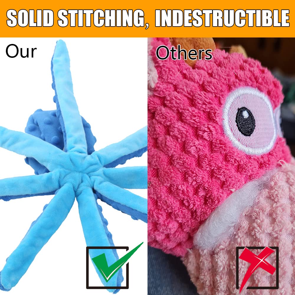 **Durable Squeaky Octopus Dog Toy - Soft Plush Chew-Proof Puppy Toy for Small & Medium Dogs - Blue Interactive Play for Boredom Relief & Training**