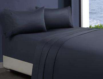 1000 Thread Count Egyptian Cotton Mega King Fitted Sheet & 2 Pillowcases Set - Charcoal Gray - Luxury Bedding for Master Bedroom, Guest Room & Hotel Use