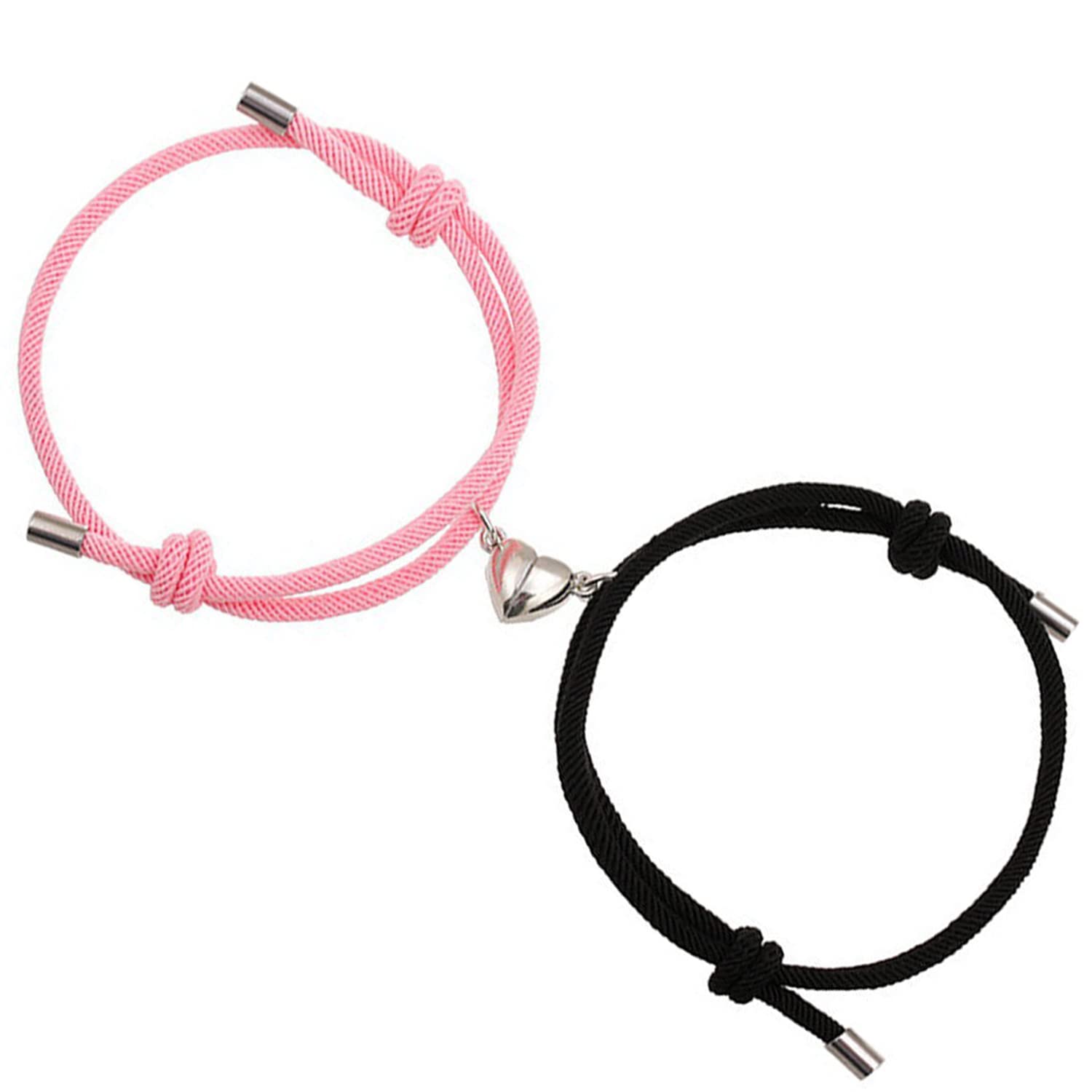 2pcs Magnetic Couple Bracelets - Love Heart Matching Rope Bracelets for Couples, Boyfriend & Girlfriend Gifts - Magnetic Attraction Friendship Bracelets for Women & Men - Perfect for Anniversaries, Valentine's Day & Romantic Dates