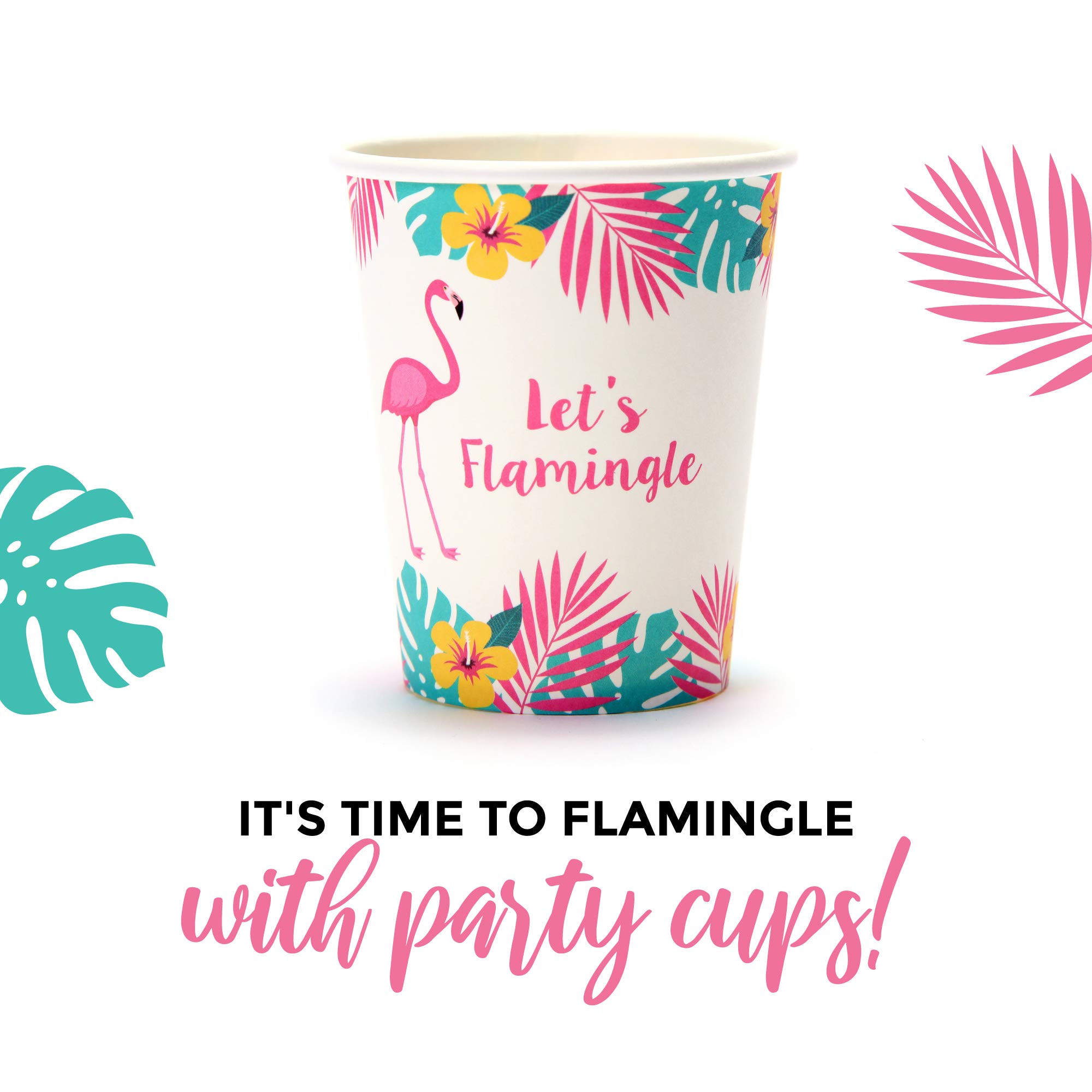 Pink Flamingo Party Supplies Kit - 16 Flamingo Plates, Pineapple Plates, Napkins & Straws - Tropical Bachelorette Party Decorations - Perfect for Pool Parties, Bridal Showers & Summer Celebrations